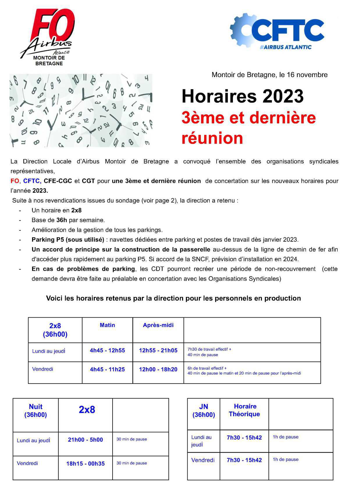 3eme et dernière réunion horaires