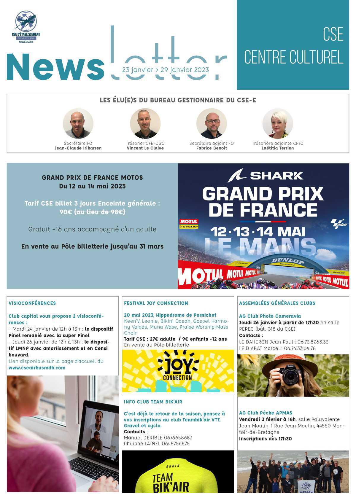 INFOS CSE et COOPERATIVE DU 20 JANVIER 2023 INFOS CSE et COOPERATIVE DU 20 JANVIER 2023