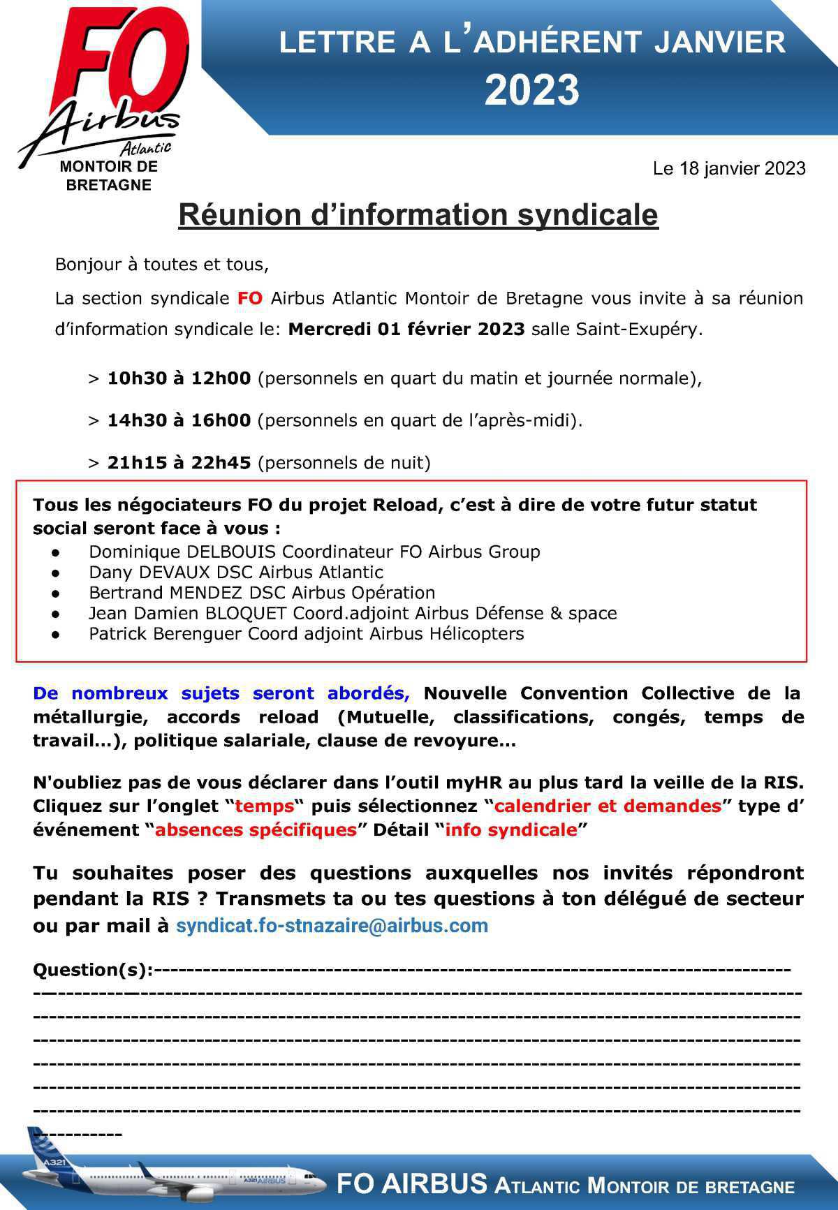 Lettre à l'adhérent de janvier 2023 Lettre à l'adhérent de janvier 2023