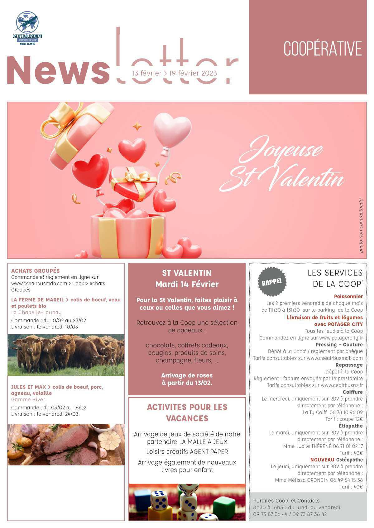 Infos du CSE et de la Coop semaine 7 Infos du CSE et de la Coop semaine 7