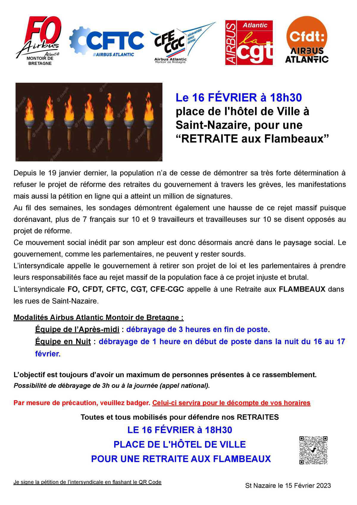 Jeudi 16 février : Retraites aux Flambeaux à St Nazaire