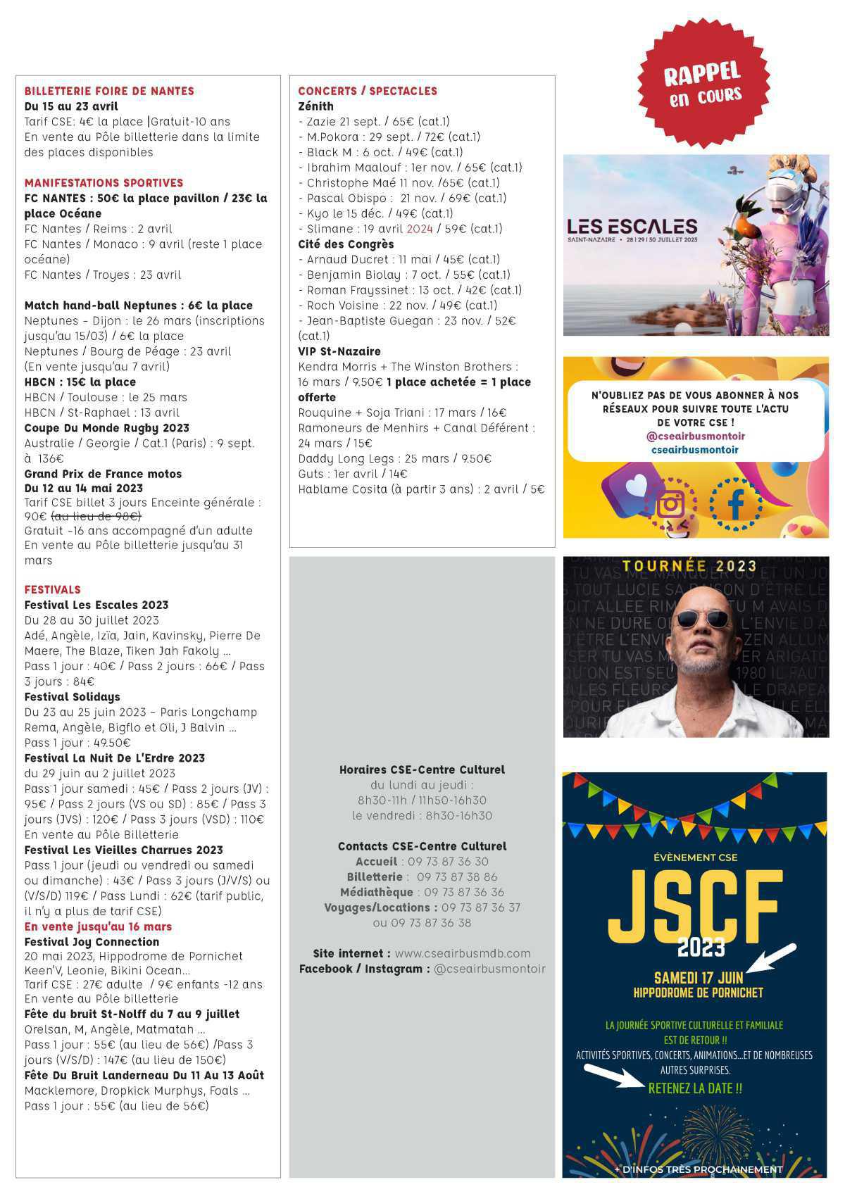 Informations du CSE et de la coopérative semaine 11 Informations du CSE et de la coopérative semaine 11