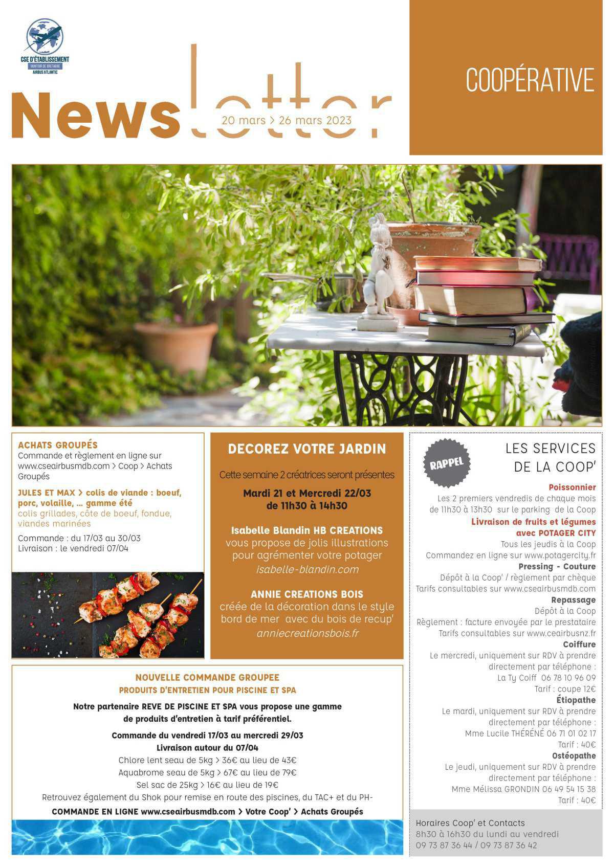 Informations du CSE et de la coopérative semaine 12 Informations du CSE et de la coopérative semaine 12