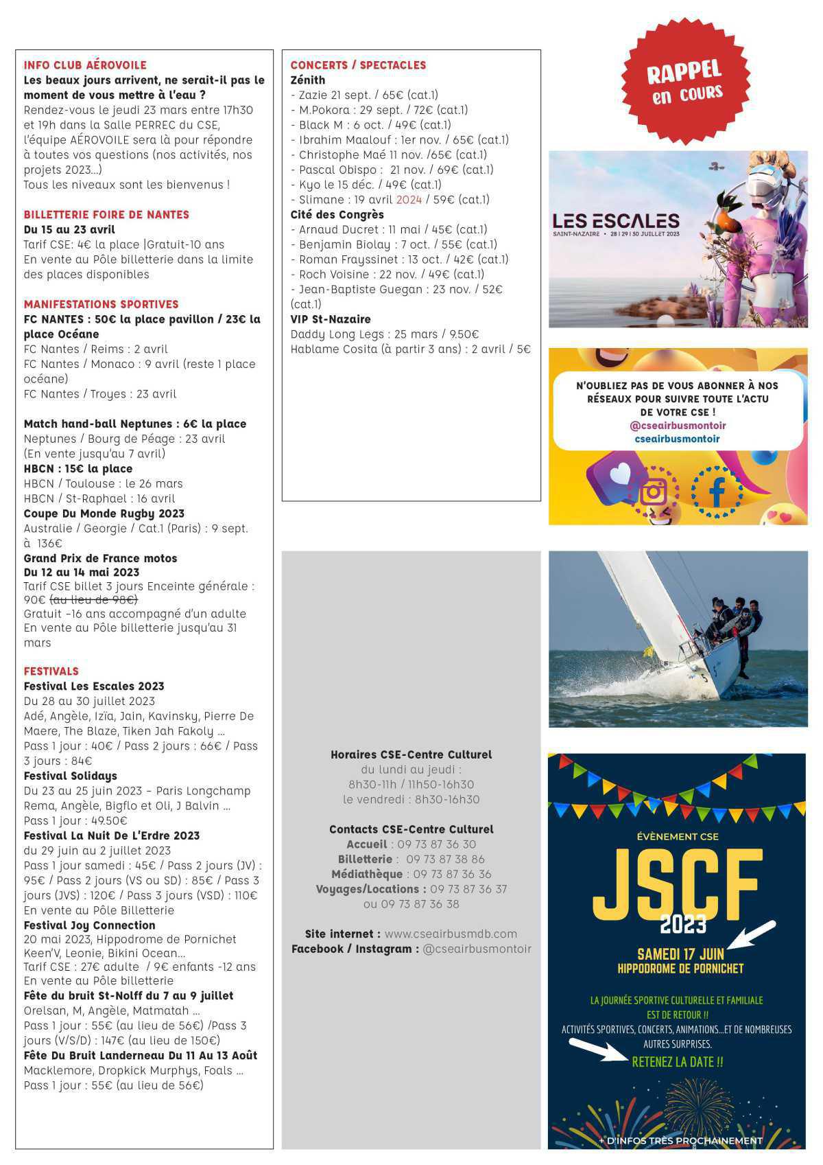 Informations du CSE et de la coopérative semaine 12 Informations du CSE et de la coopérative semaine 12