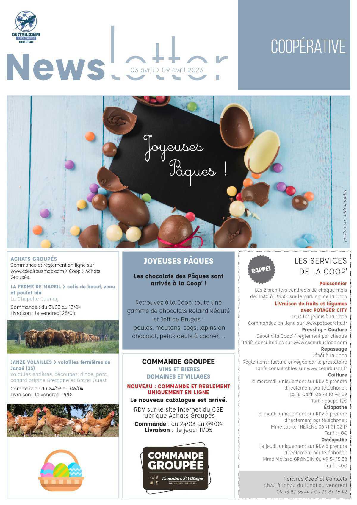 Informations du CSE et de la coopérative semaine 14 Informations du CSE et de la coopérative semaine 14