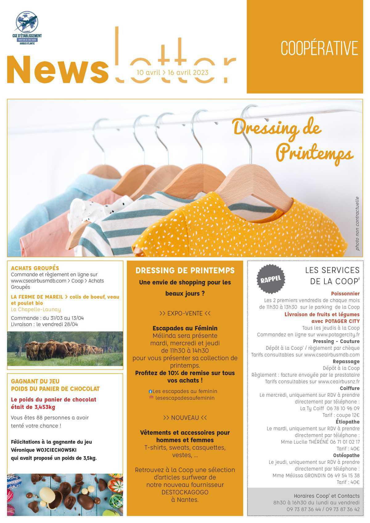 Informations du CSE et de la coopérative semaine 15 Informations du CSE et de la coopérative semaine 15