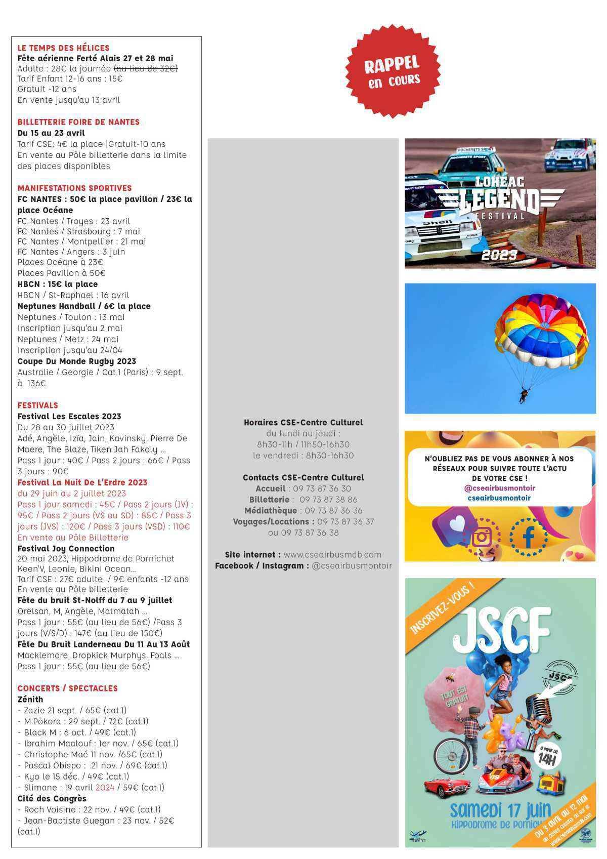 Informations du CSE et de la coopérative semaine 15 Informations du CSE et de la coopérative semaine 15