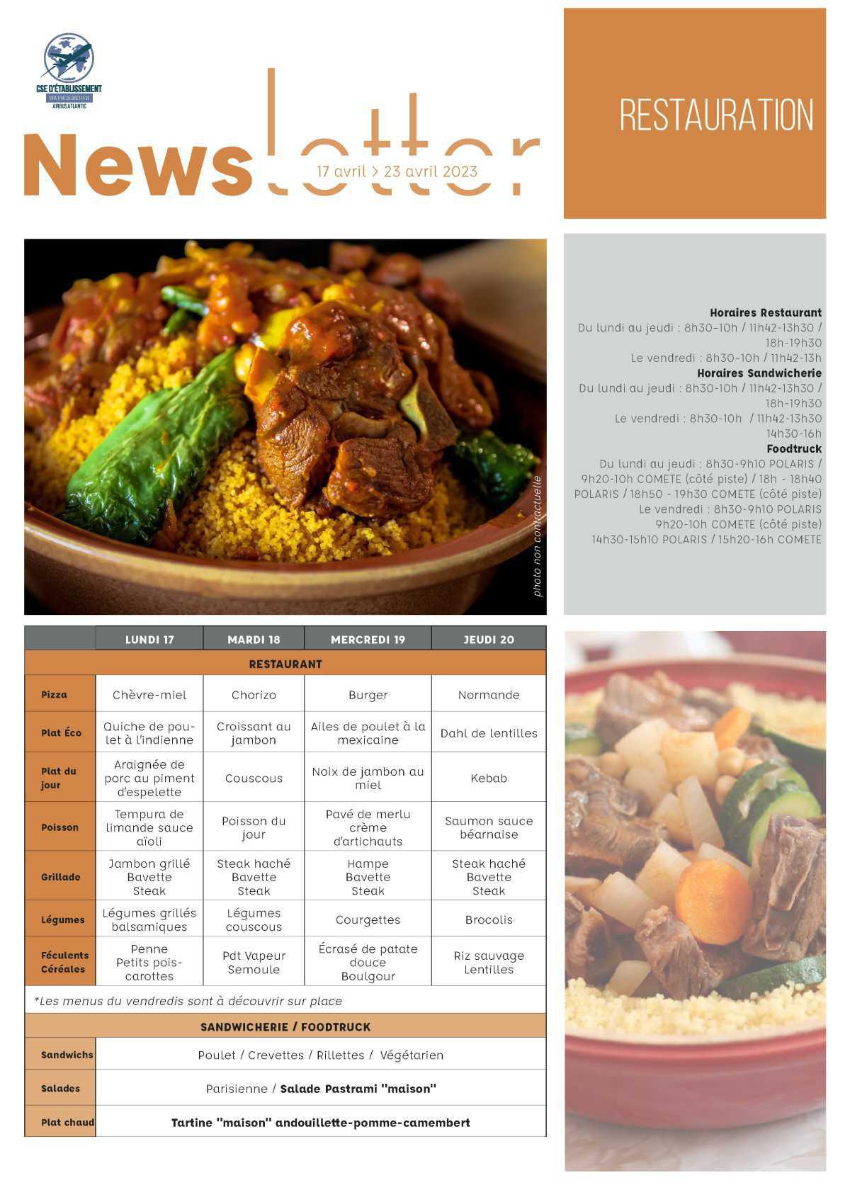 Informations du CSE et de la coopérative pour la semaine 16 Informations du CSE et de la coopérative pour la semaine 16