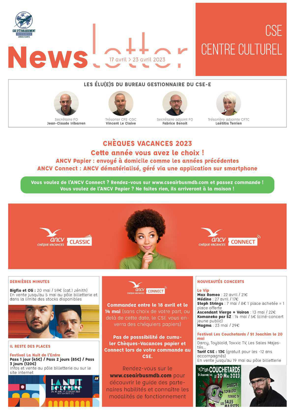 Informations du CSE et de la coopérative pour la semaine 16 Informations du CSE et de la coopérative pour la semaine 16