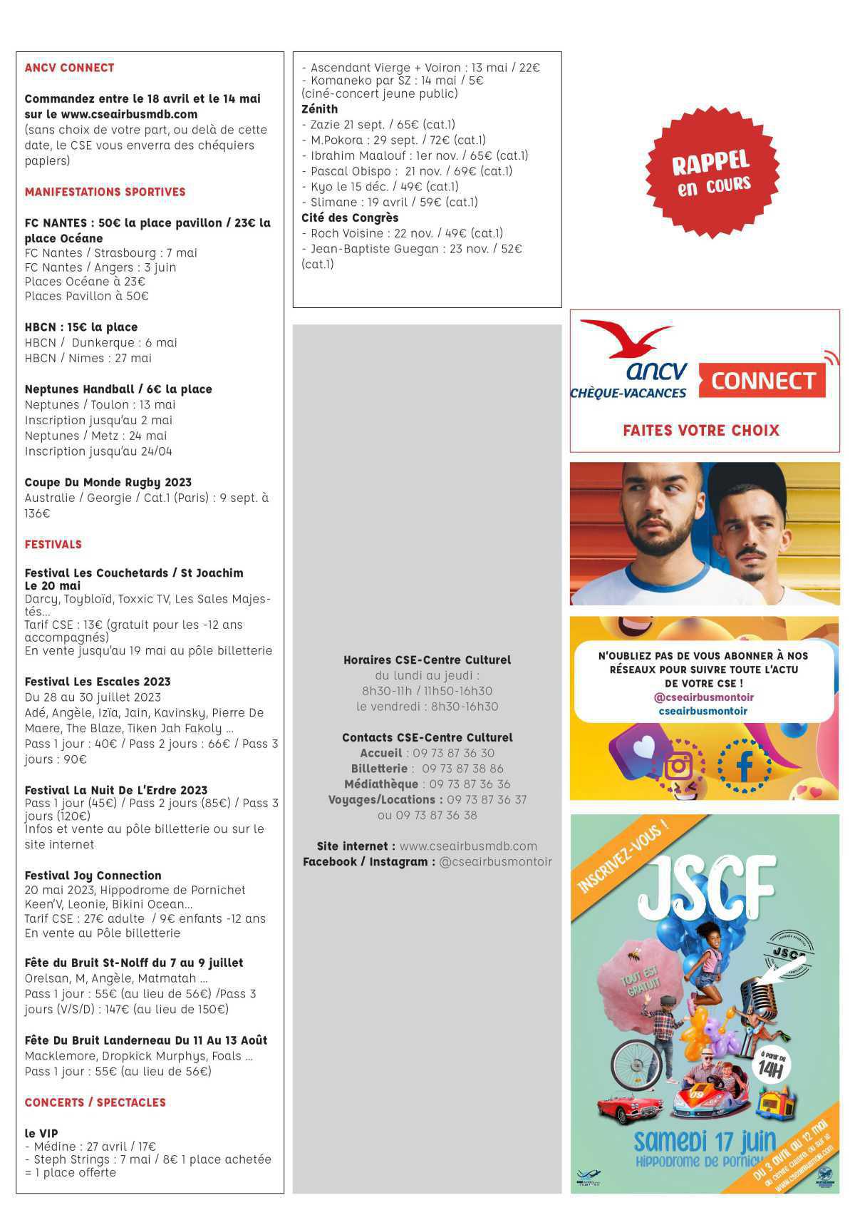 Informations du CSE et de la coopérative semaine 17 Informations du CSE et de la coopérative semaine 17