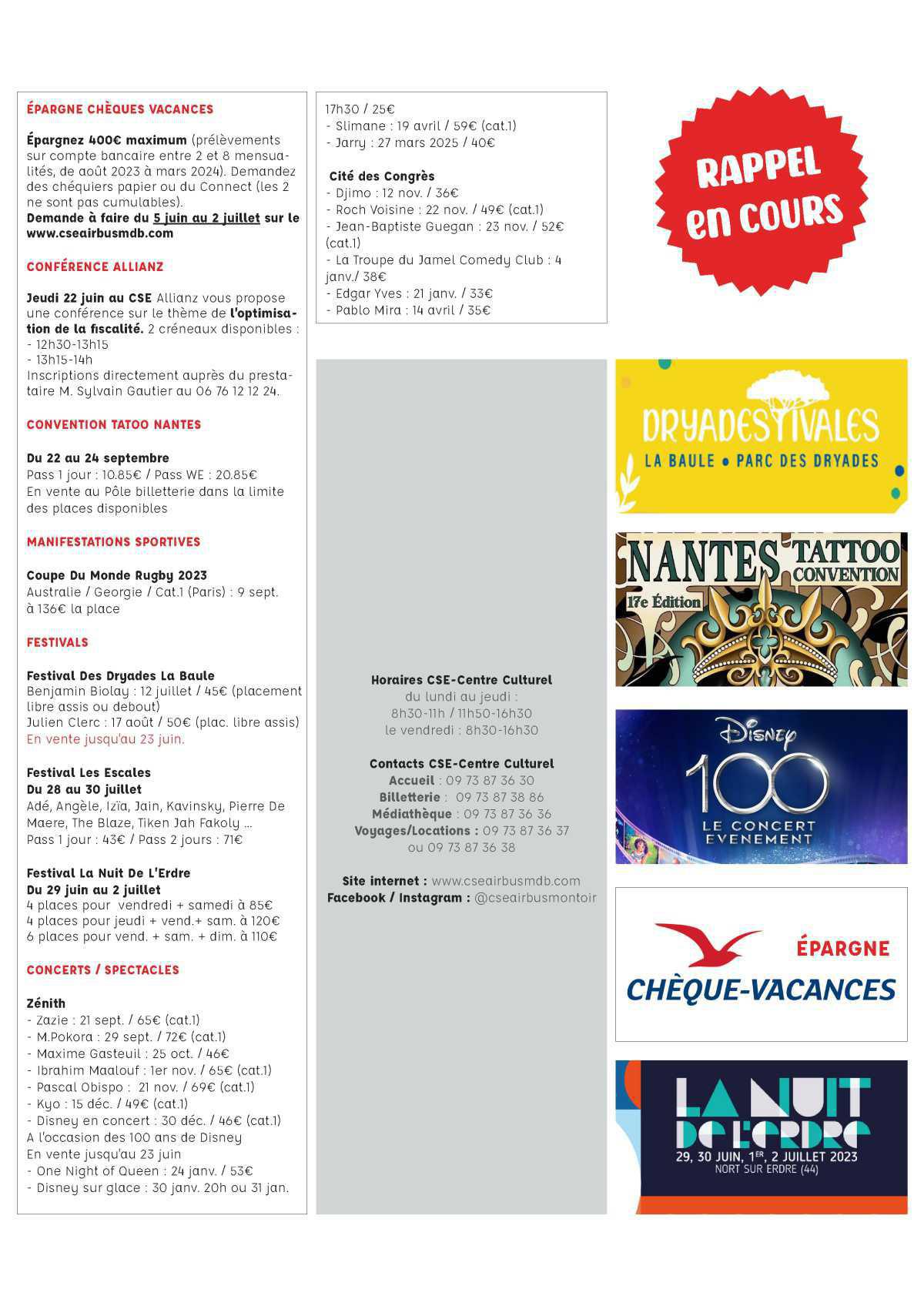 Informations du CSE et de la coopérative semaine 25 Informations du CSE et de la coopérative semaine 25