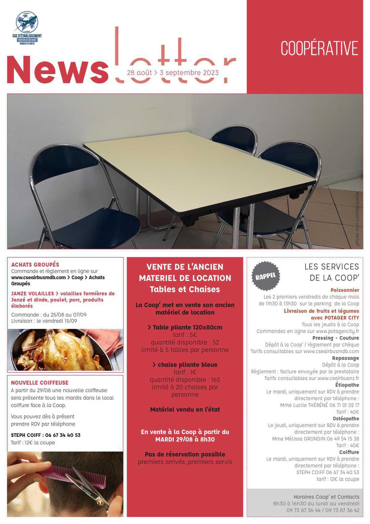 Informations du CSE et de la coopérative semaine 35 Informations du CSE et de la coopérative semaine 35