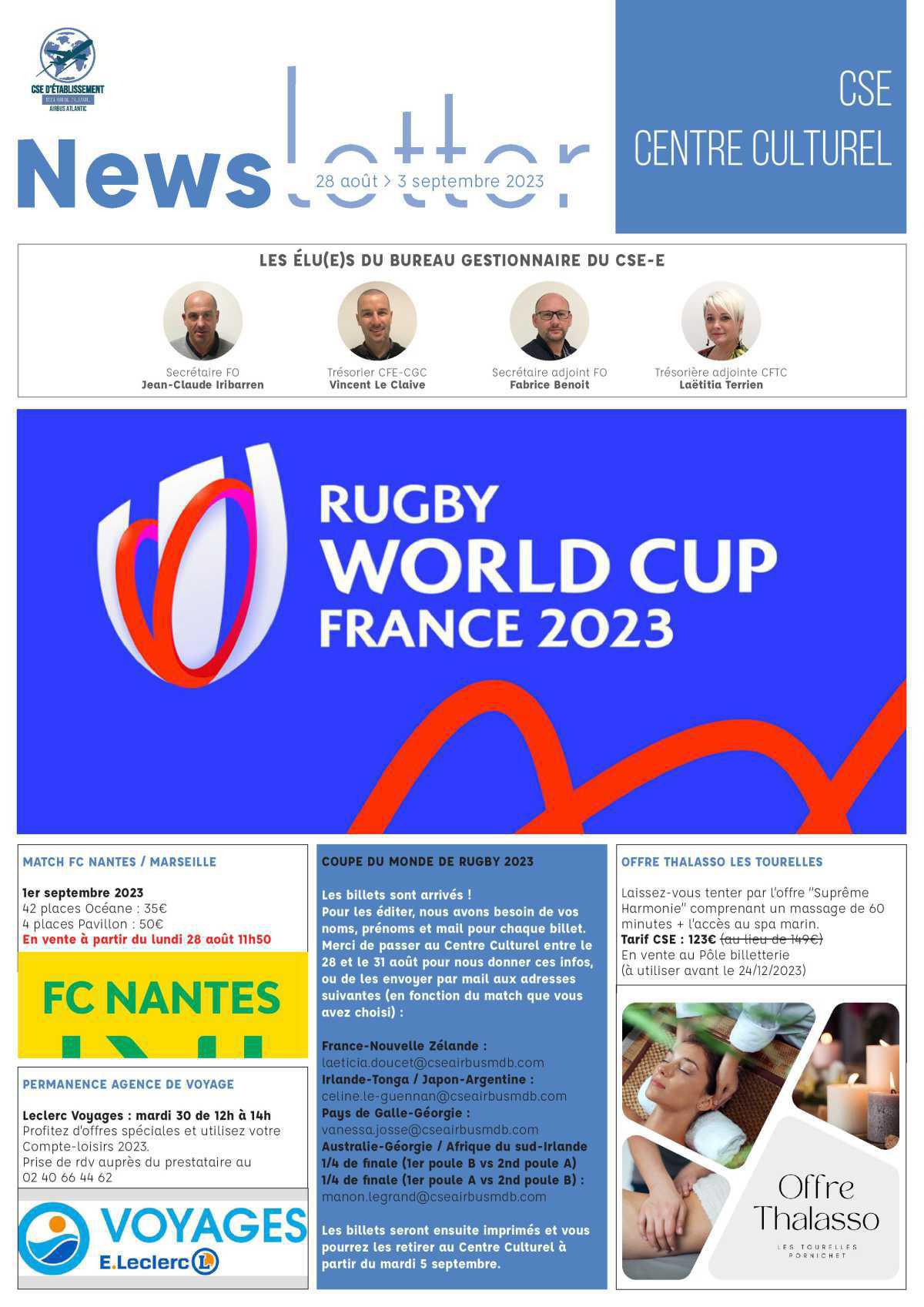 Informations du CSE et de la coopérative semaine 35 Informations du CSE et de la coopérative semaine 35