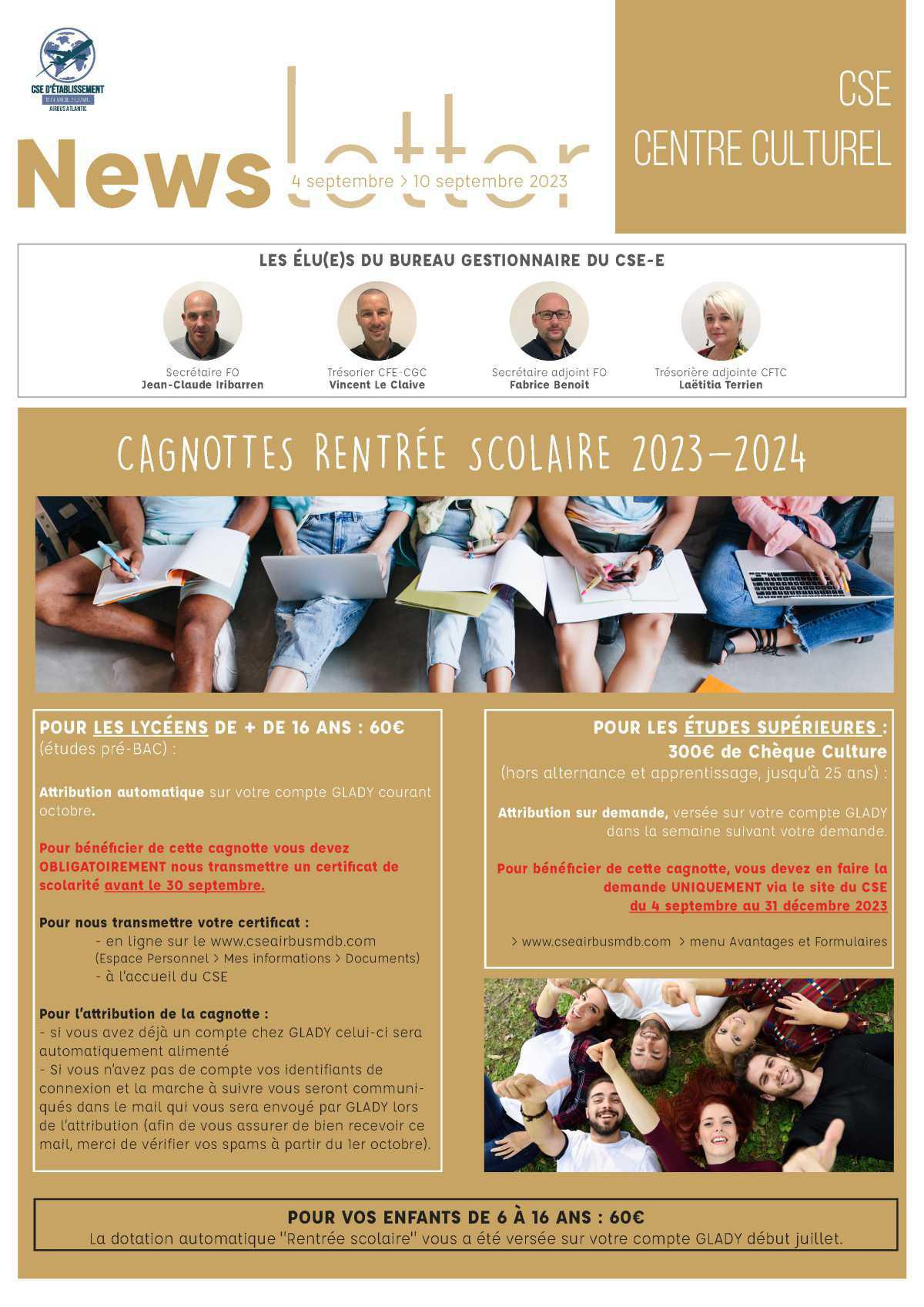 Informations du CSE et de la coopérative semaine 36 Informations du CSE et de la coopérative semaine 36