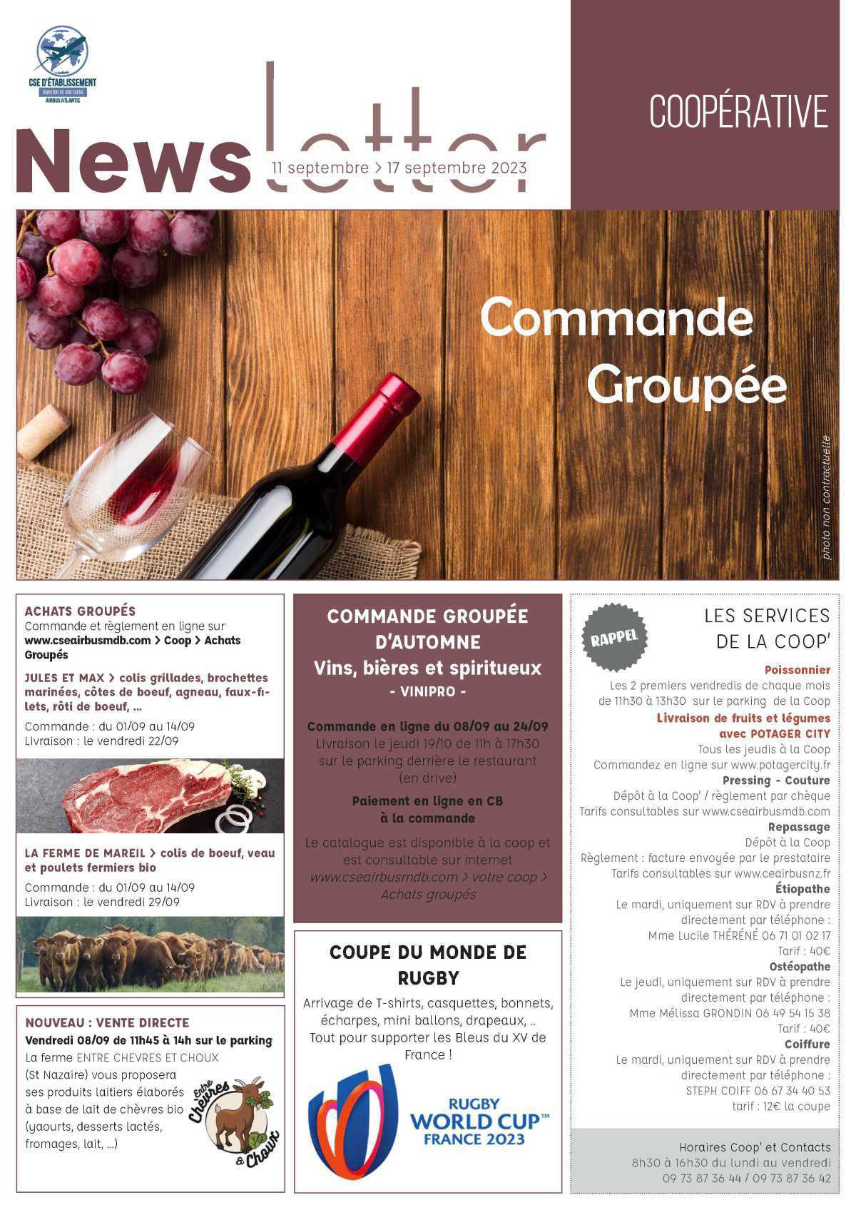 Informations du CSE et de la coopérative semaine 37 Informations du CSE et de la coopérative semaine 37