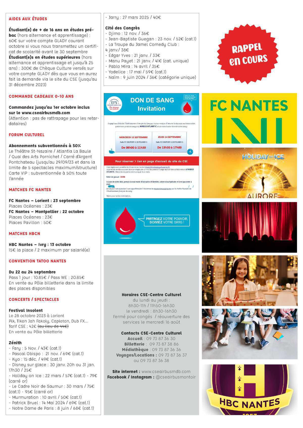 Informations du CSE et de la coopérative semaine 37 Informations du CSE et de la coopérative semaine 37