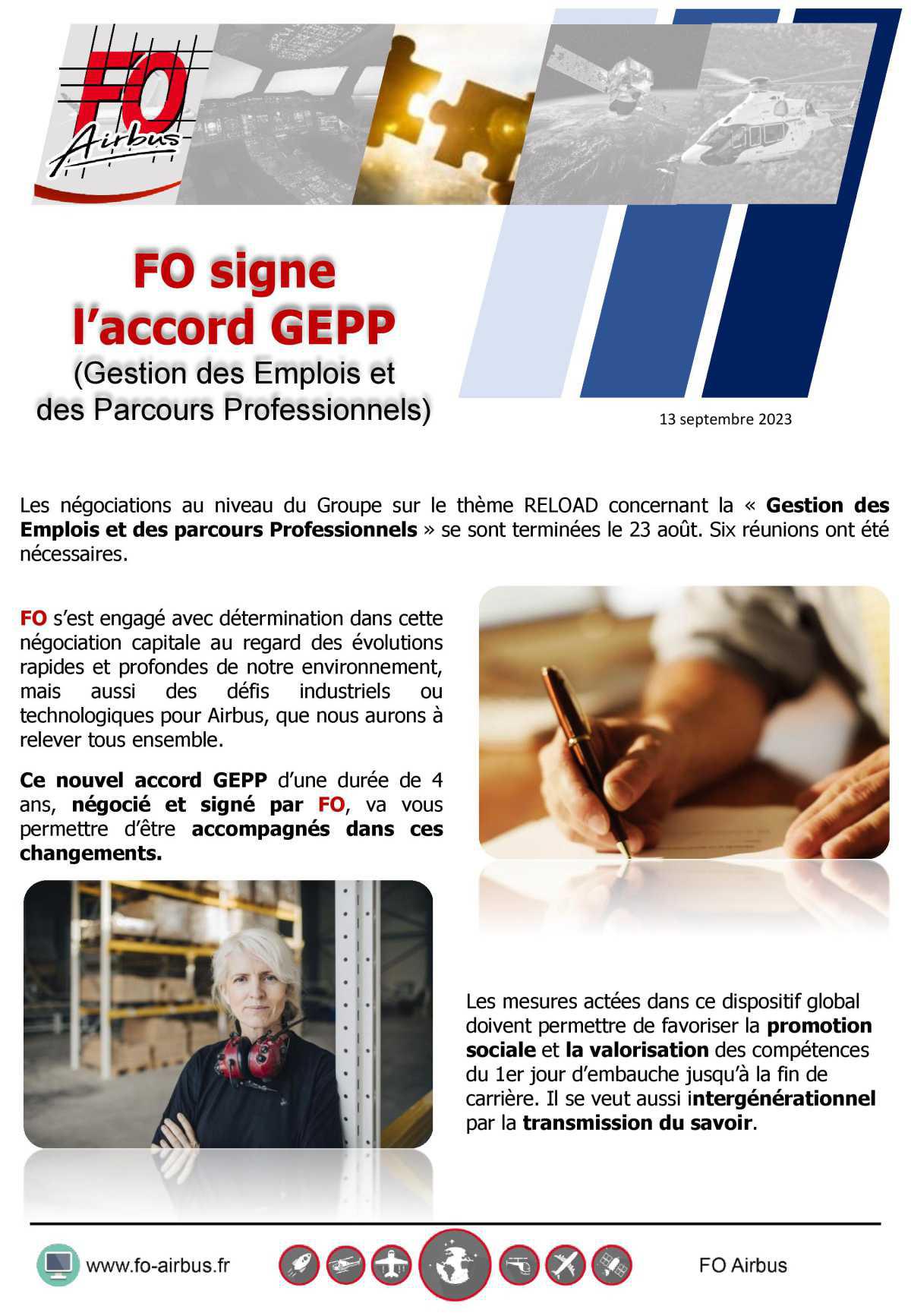 FO signe l'accord GEPP (Gestion des Emplois et des Parcours Professionnels)
