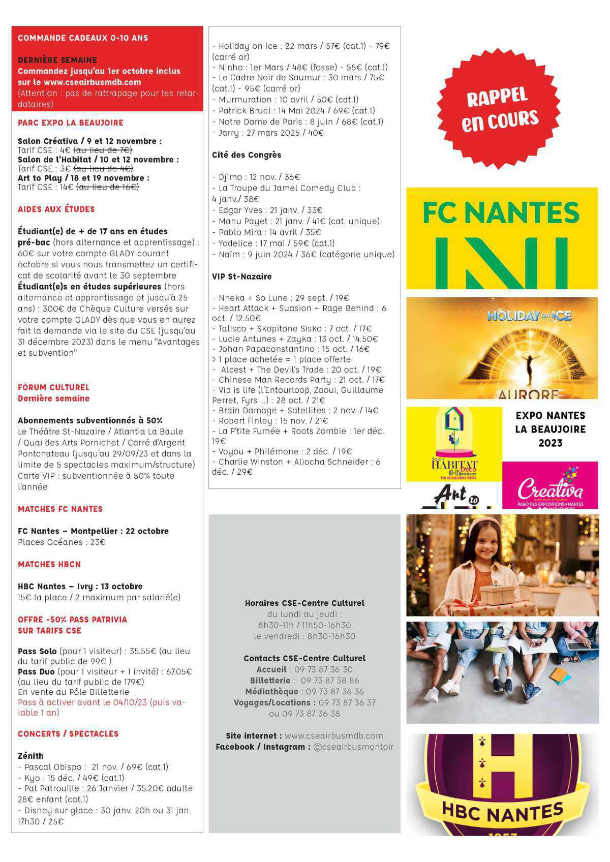 Informations du CSE et de la coopérative semaine 39 Informations du CSE et de la coopérative semaine 39