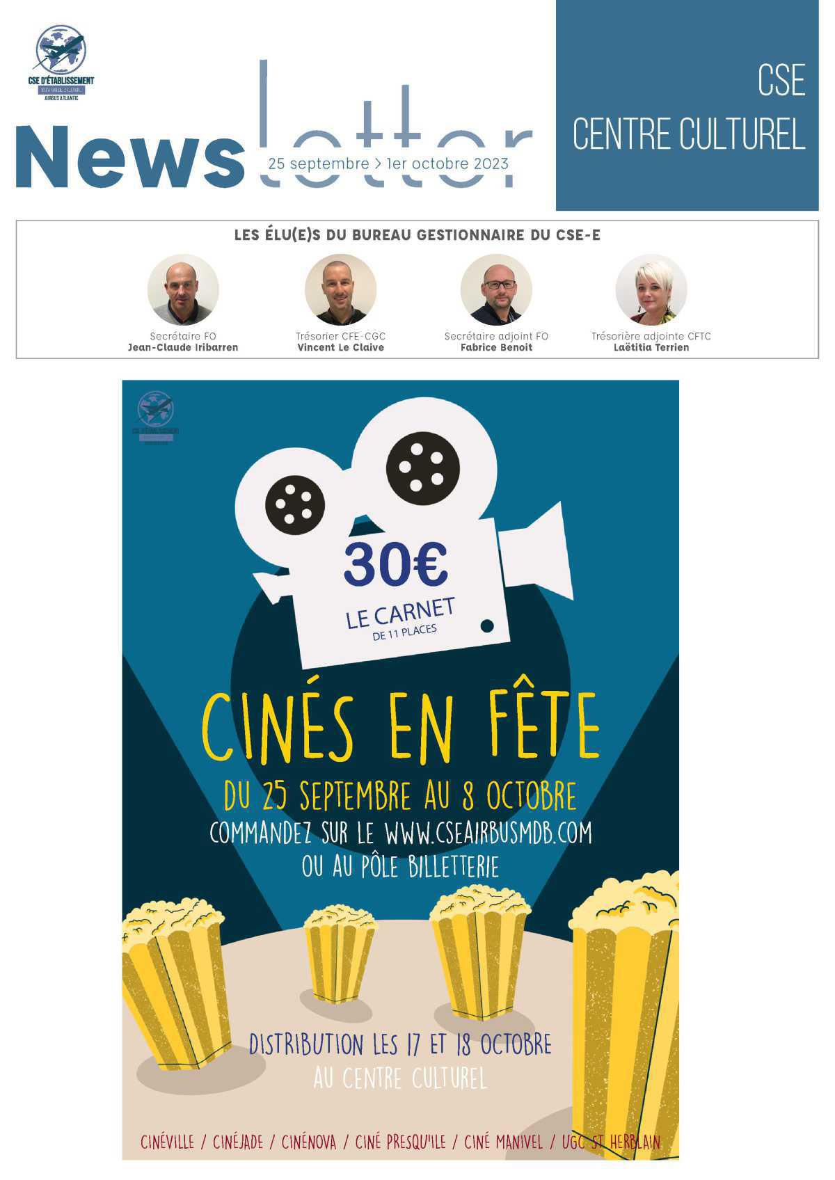 Informations du CSE et de la coopérative semaine 39 Informations du CSE et de la coopérative semaine 39