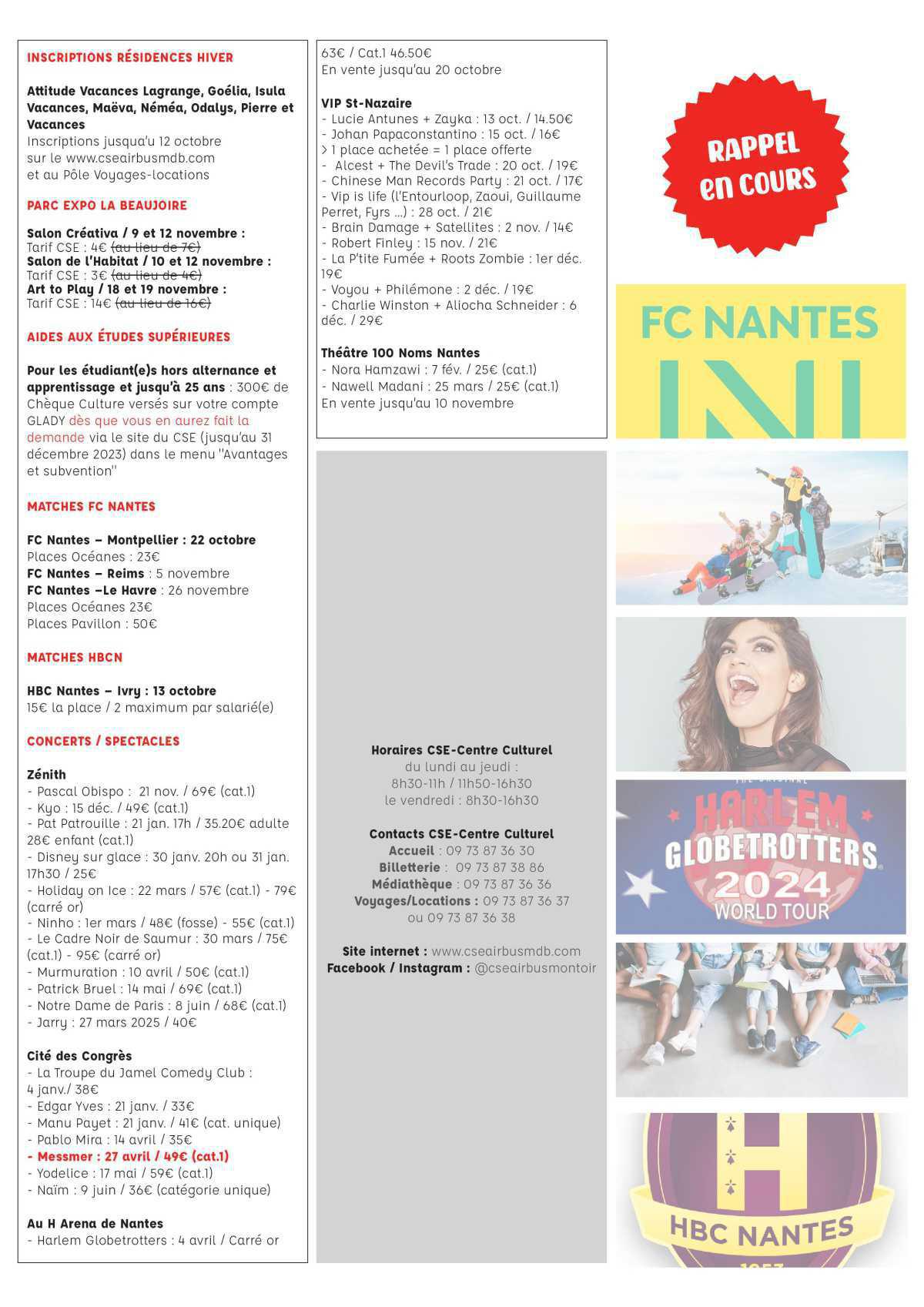 Informations du CSE et de la coopérative semaine 41 Informations du CSE et de la coopérative semaine 41