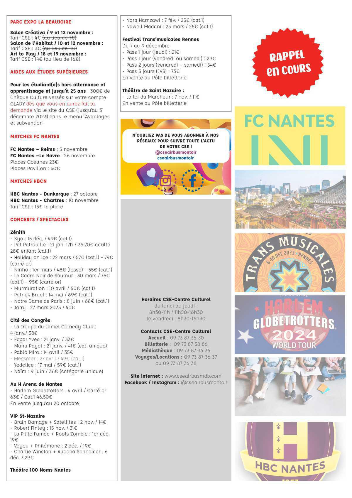 Informations du CSE et de la coopérative semaine 43 Informations du CSE et de la coopérative semaine 43