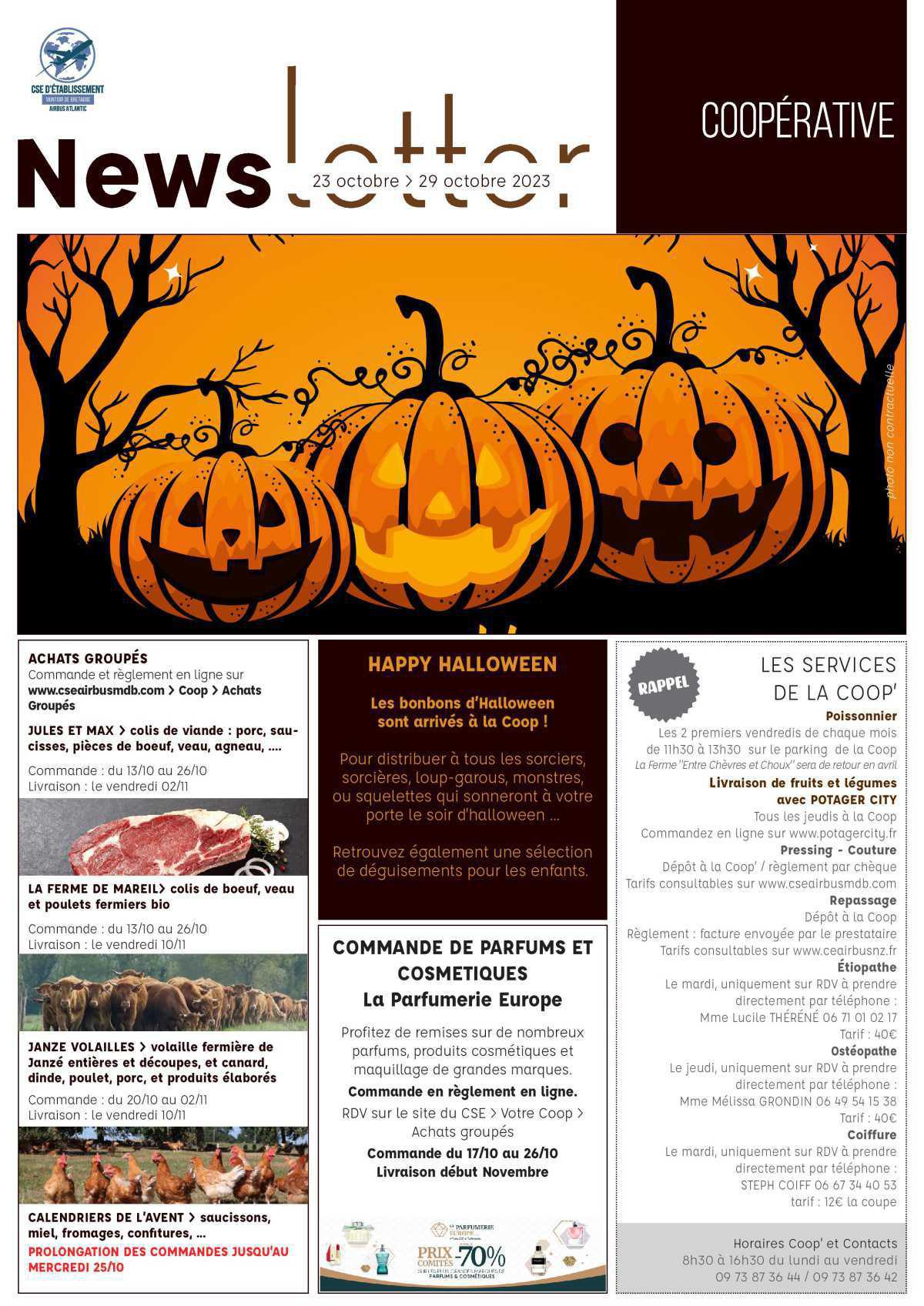 Informations du CSE et de la coopérative semaine 43 Informations du CSE et de la coopérative semaine 43