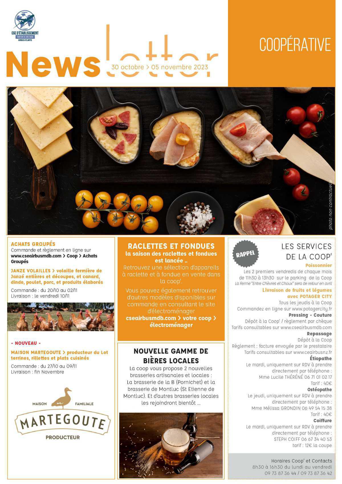 Informations du CSE et de la coopérative semaine 44 Informations du CSE et de la coopérative semaine 44