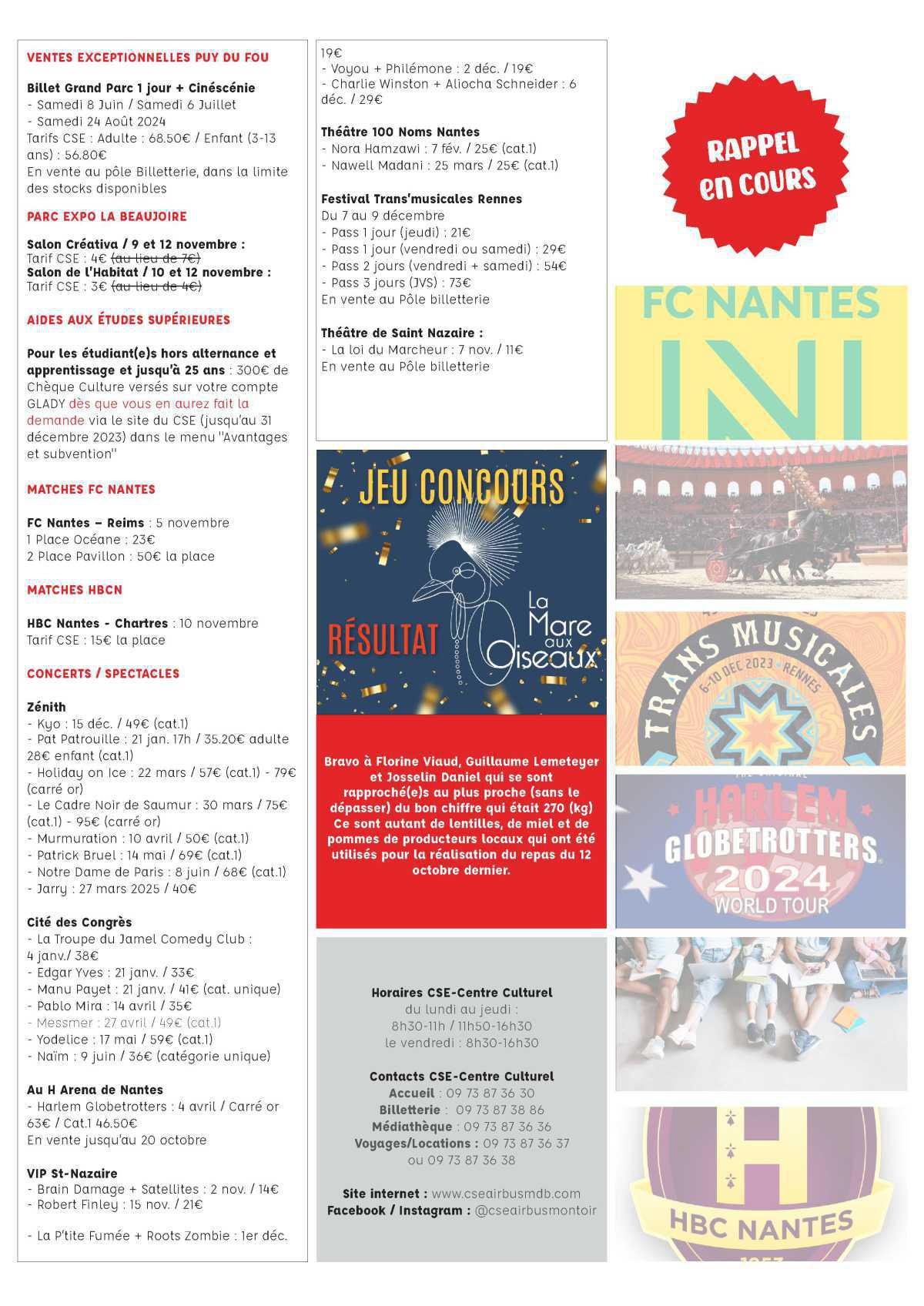 Informations du CSE et de la coopérative semaine 44 Informations du CSE et de la coopérative semaine 44