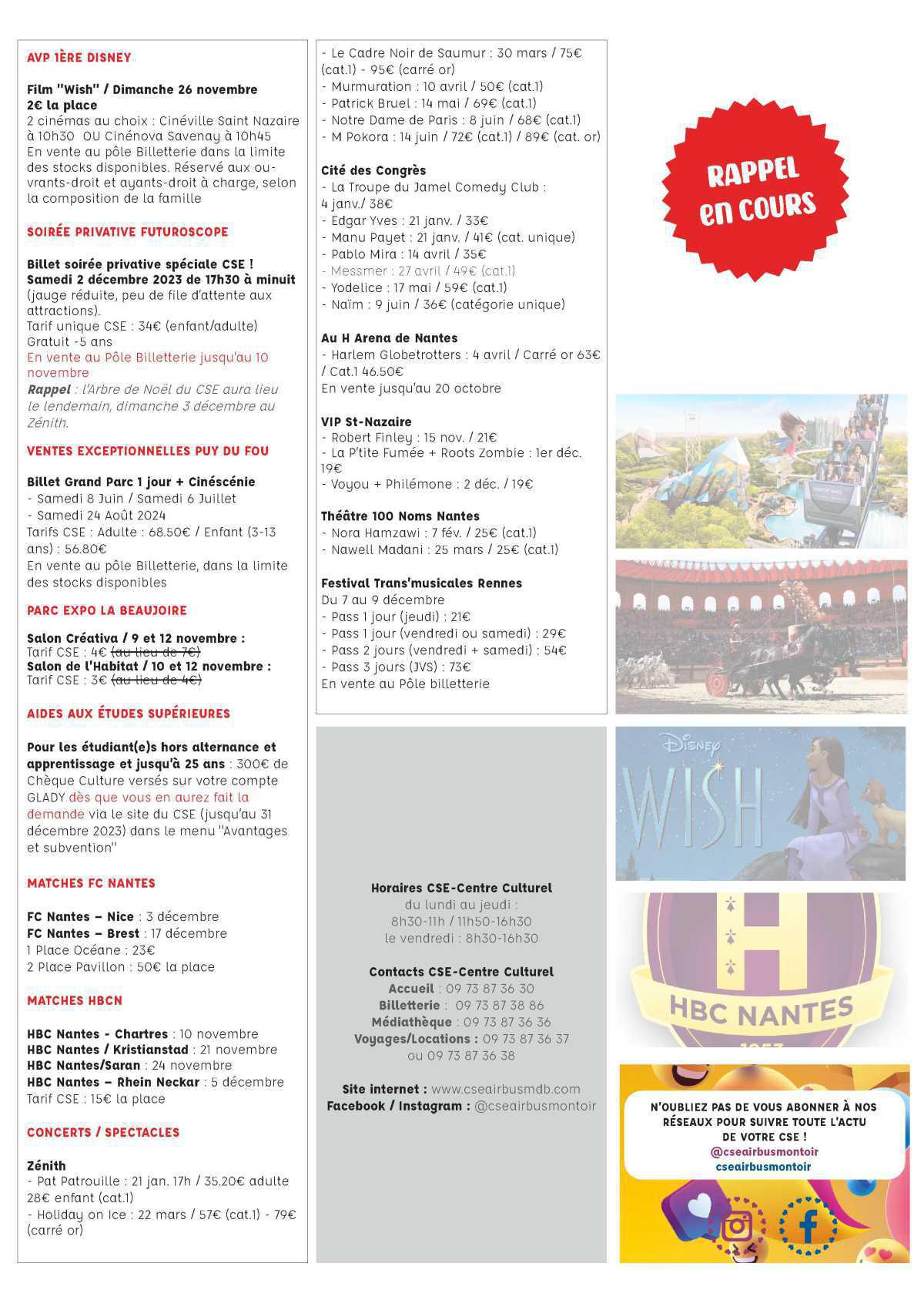 Informations du CSE et de la coopérative semaine 45 Informations du CSE et de la coopérative semaine 45