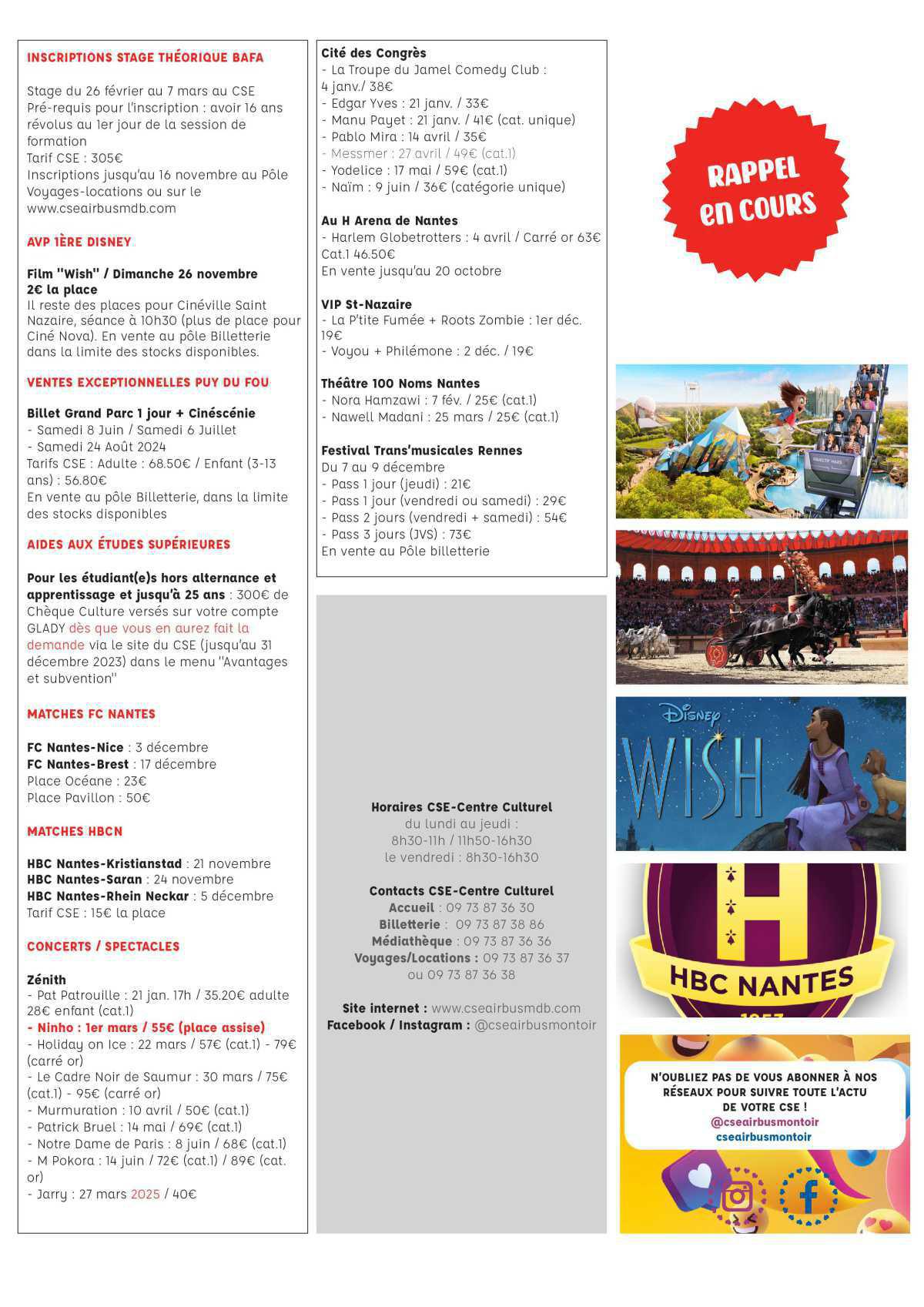 Informations du CSE et de la coopérative semaine 46 Informations du CSE et de la coopérative semaine 46