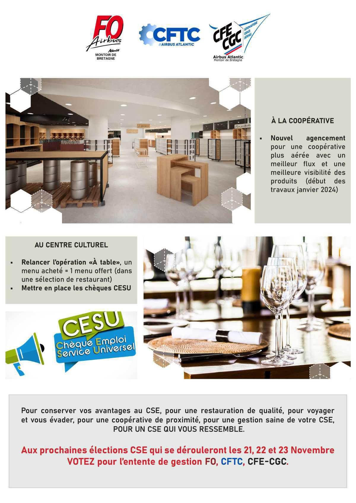 Tract de l'entente sur "les futurs projets du CSE" Tract de l'entente sur "les futurs projets du CSE"