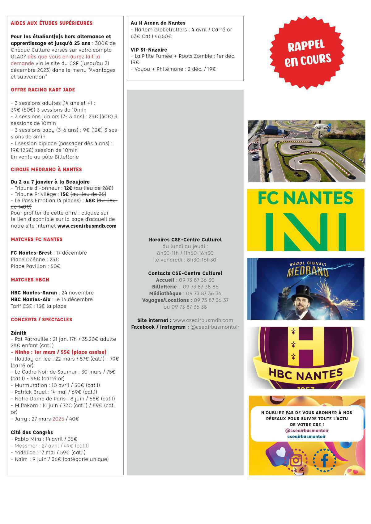 Informations du CSE et de la coopérative semaine 47 Informations du CSE et de la coopérative semaine 47