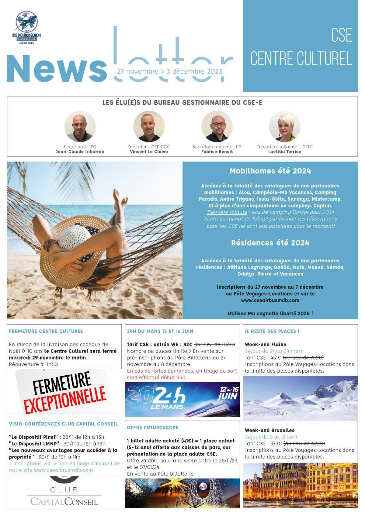 Informations du CSE et de la coopérative semaine 48 Informations du CSE et de la coopérative semaine 48