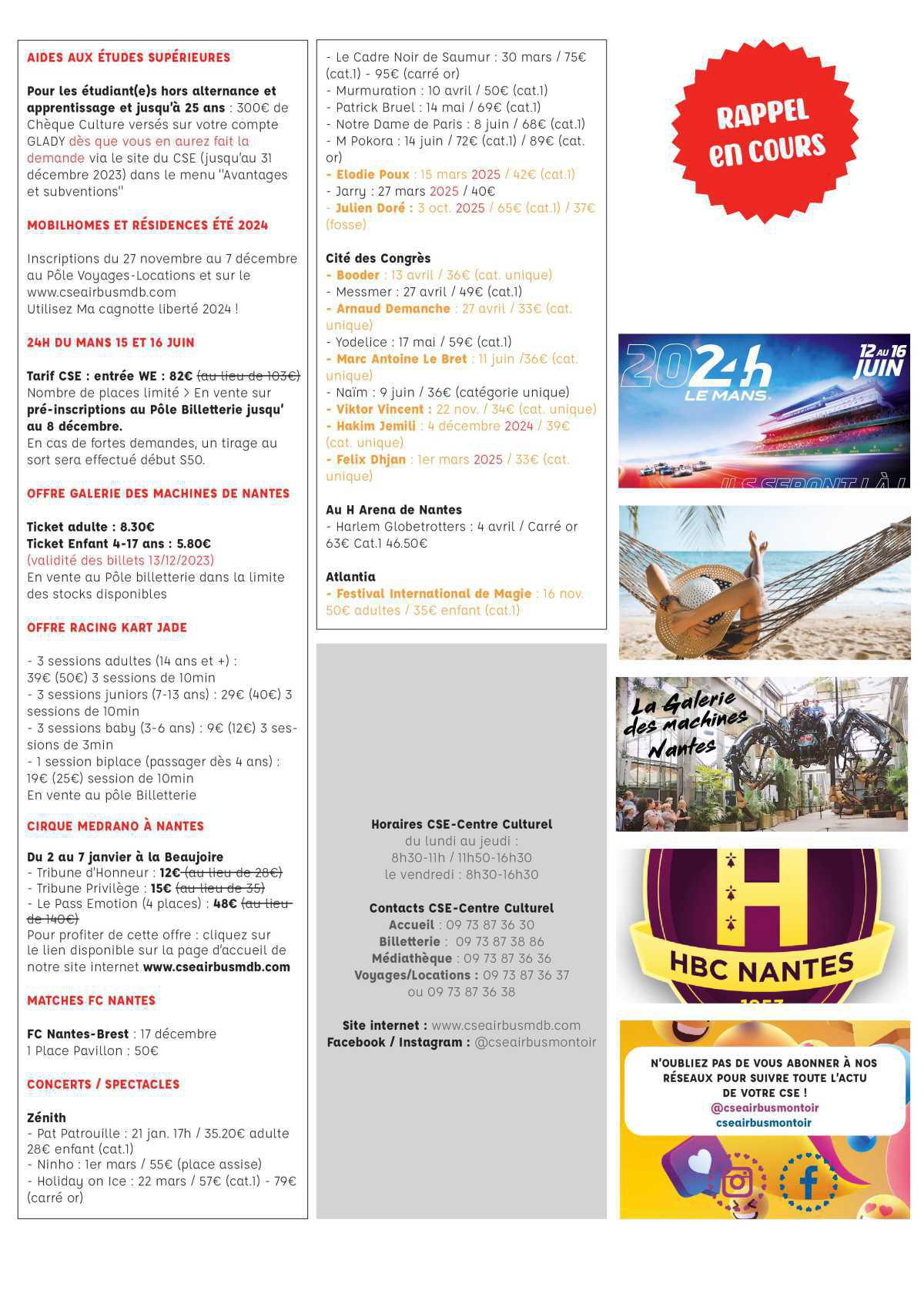 Informations du CSE et de la coopérative semaine 49 Informations du CSE et de la coopérative semaine 49