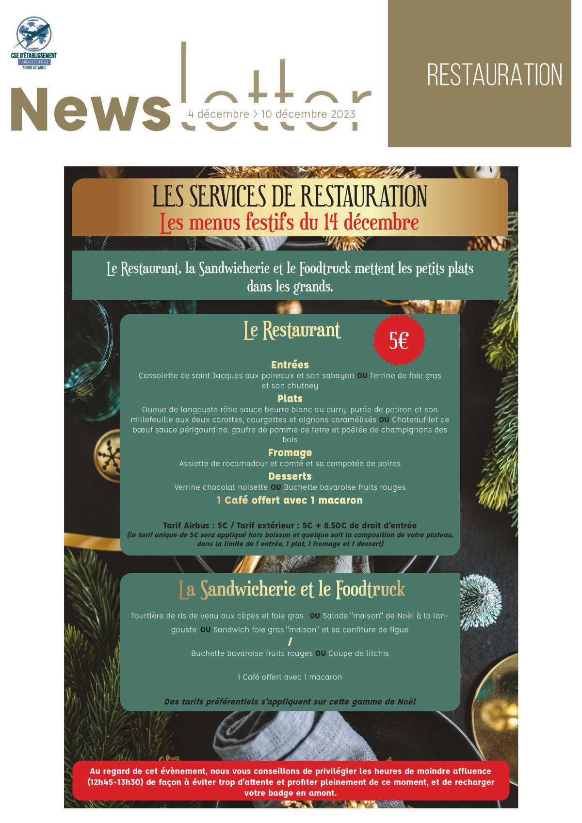 Informations du CSE et de la coopérative semaine 50 Informations du CSE et de la coopérative semaine 50