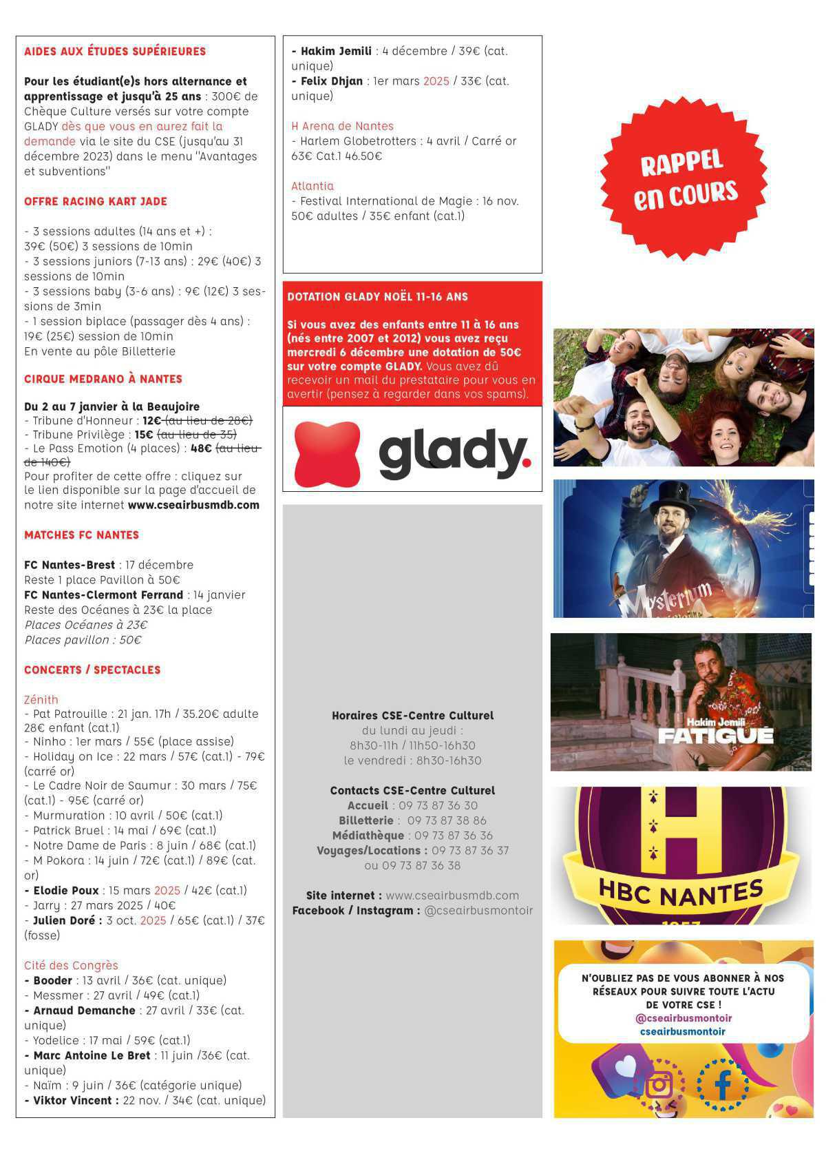 Informations du CSE et de la coopérative semaine 50 Informations du CSE et de la coopérative semaine 50