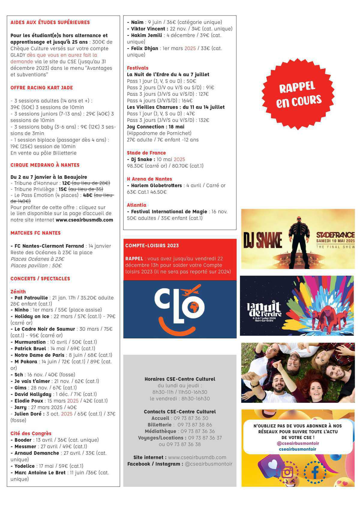 Informations du CSE et de la coopérative semaine 51 Informations du CSE et de la coopérative semaine 51