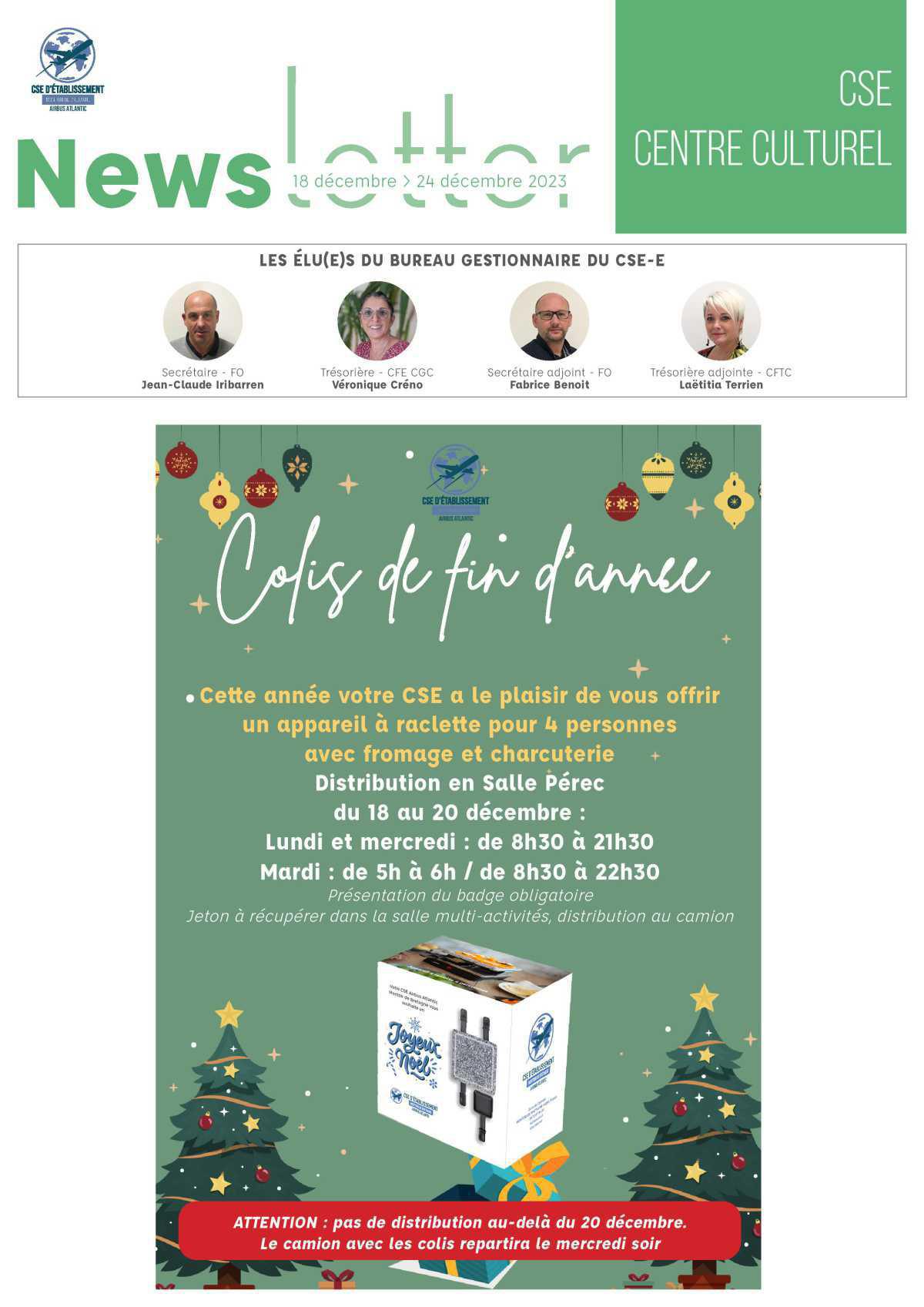 Informations du CSE et de la coopérative semaine 51 Informations du CSE et de la coopérative semaine 51