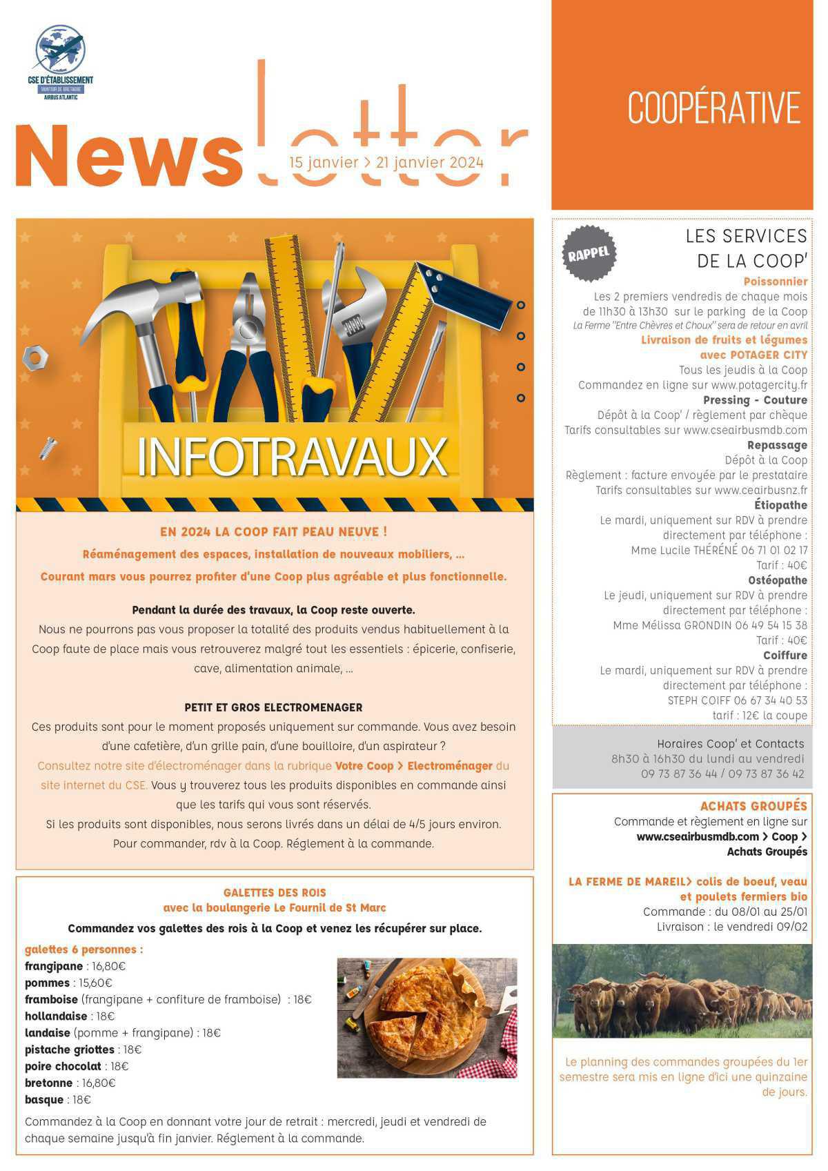 Informations du CSE et de la coopérative semaine 3 Informations du CSE et de la coopérative semaine 3