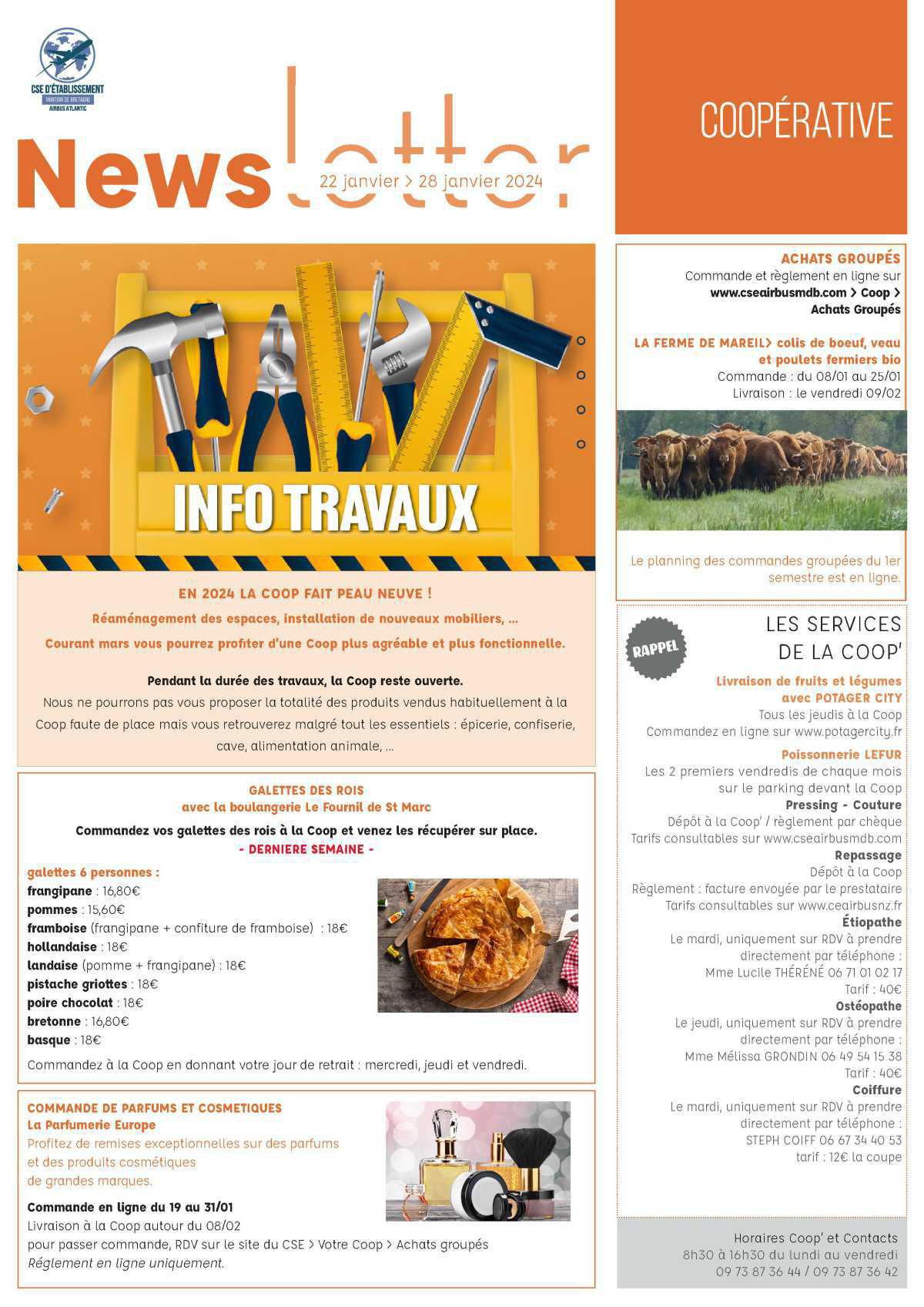 Informations du CSE et de la coopérative semaine 4 Informations du CSE et de la coopérative semaine 4