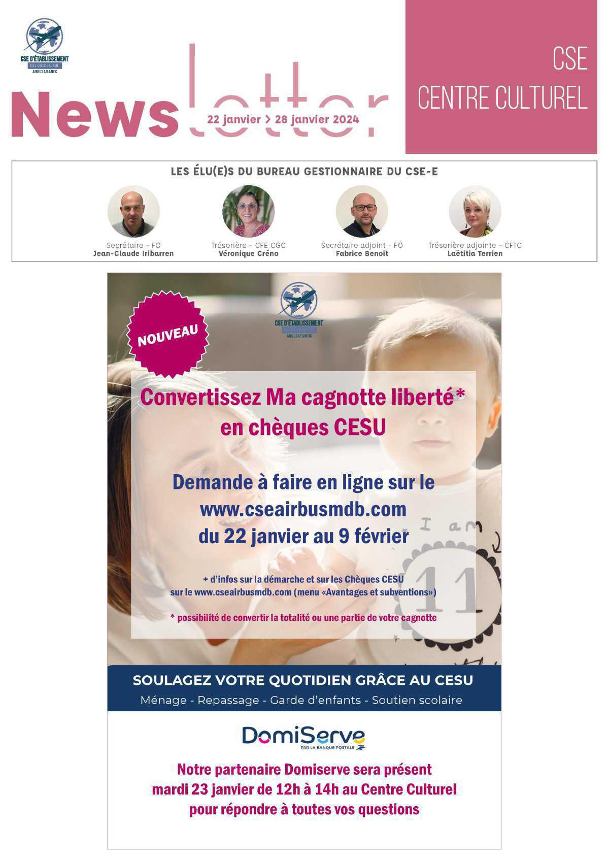 Informations du CSE et de la coopérative semaine 4 Informations du CSE et de la coopérative semaine 4