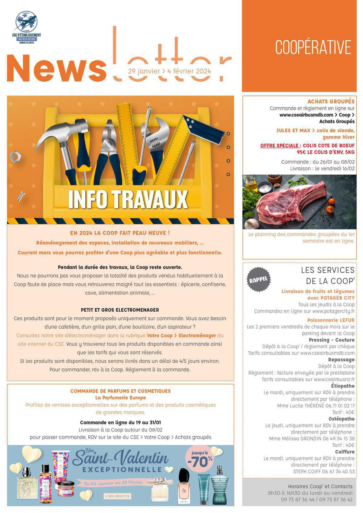 Informations du CSE et de la coopérative semaine 5 Informations du CSE et de la coopérative semaine 5