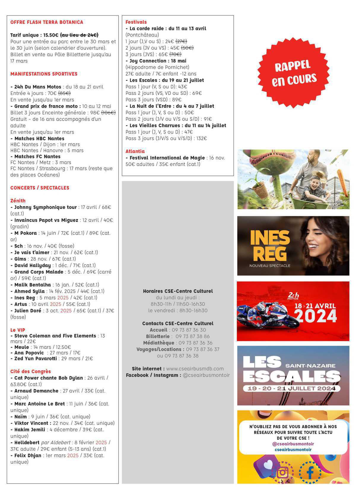 Informations du CSE et de la coopérative semaine 9 Informations du CSE et de la coopérative semaine 9