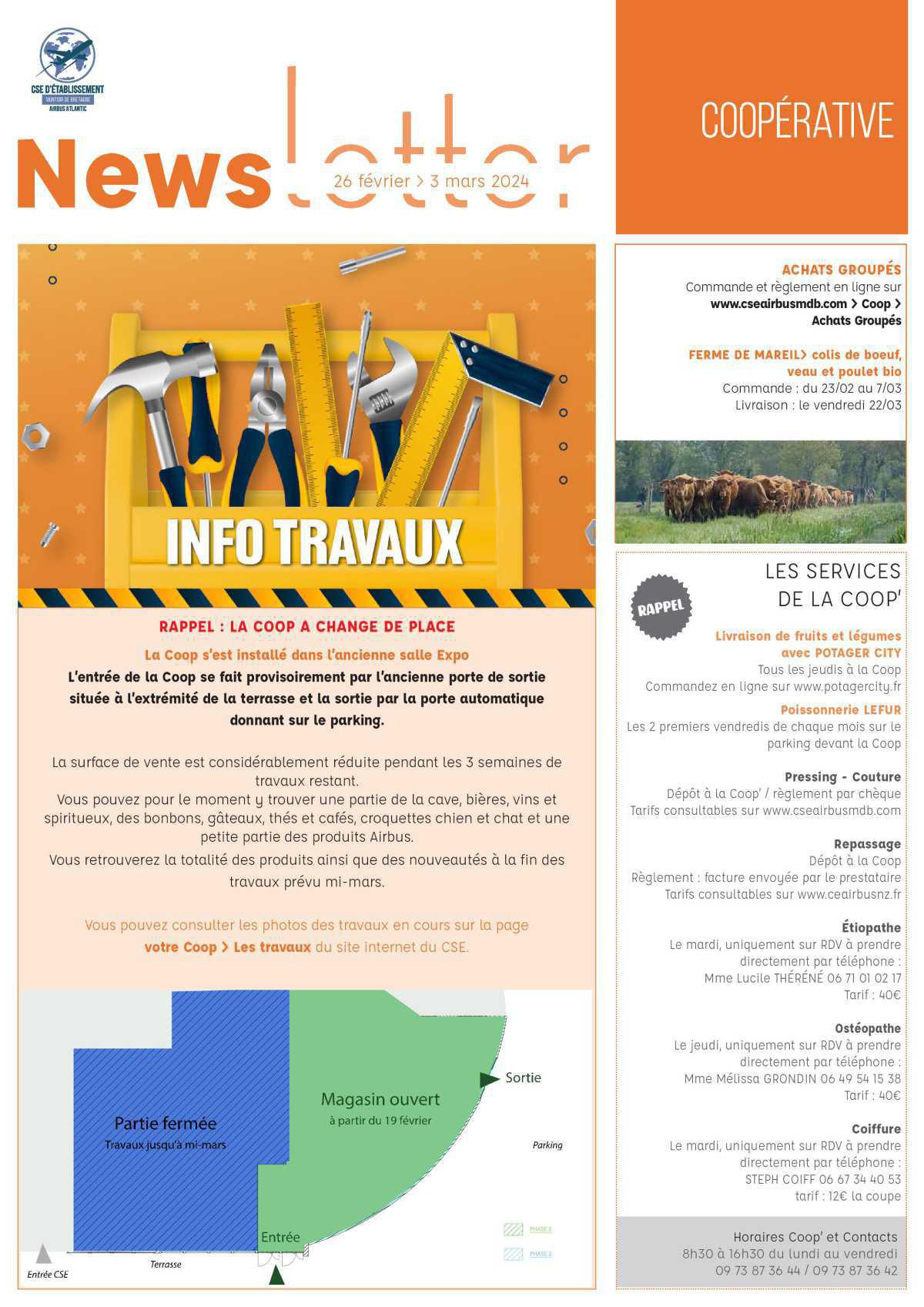 Informations du CSE et de la coopérative semaine 9 Informations du CSE et de la coopérative semaine 9