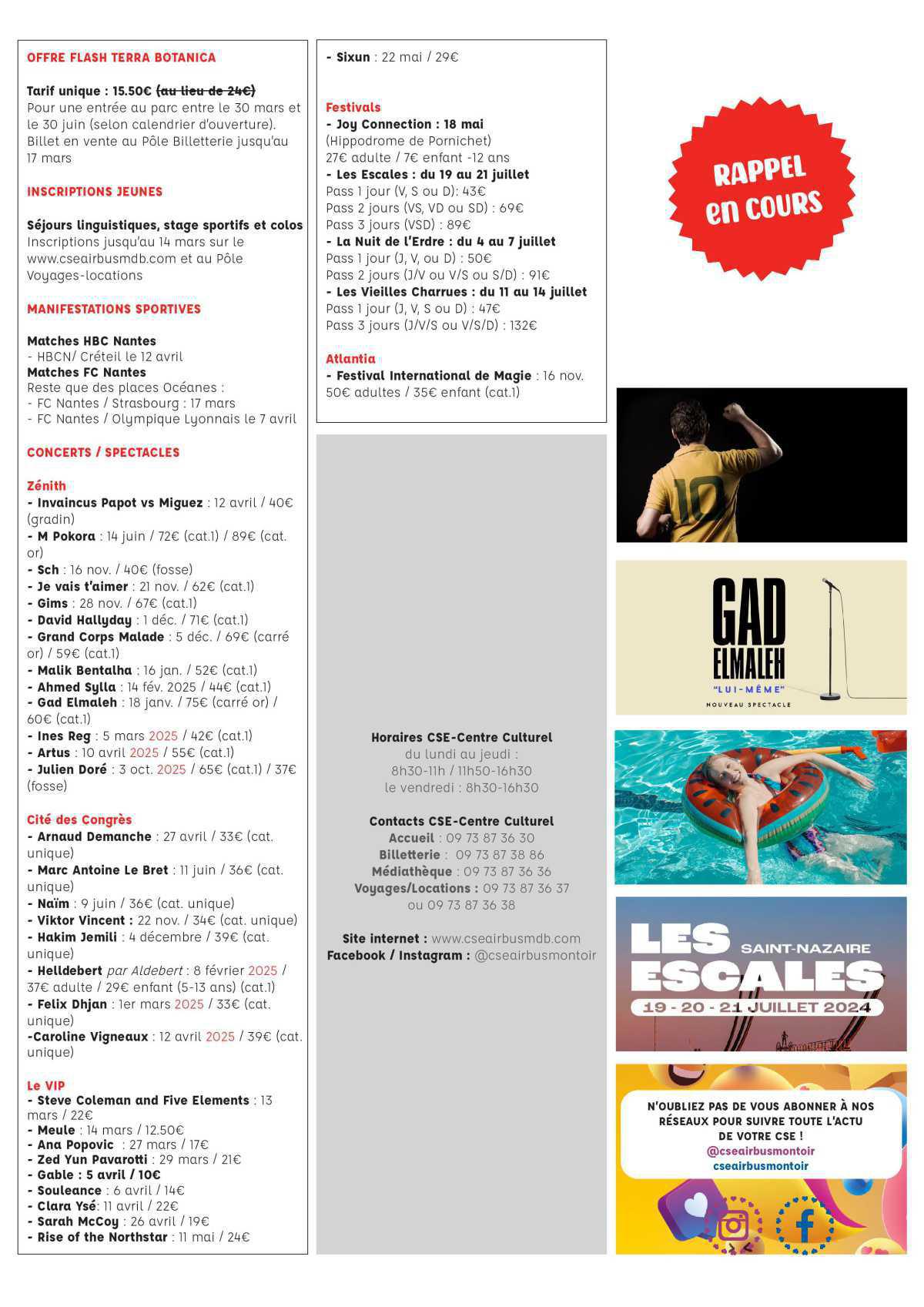 Informations du CSE et de la coopérative semaine 11 Informations du CSE et de la coopérative semaine 11