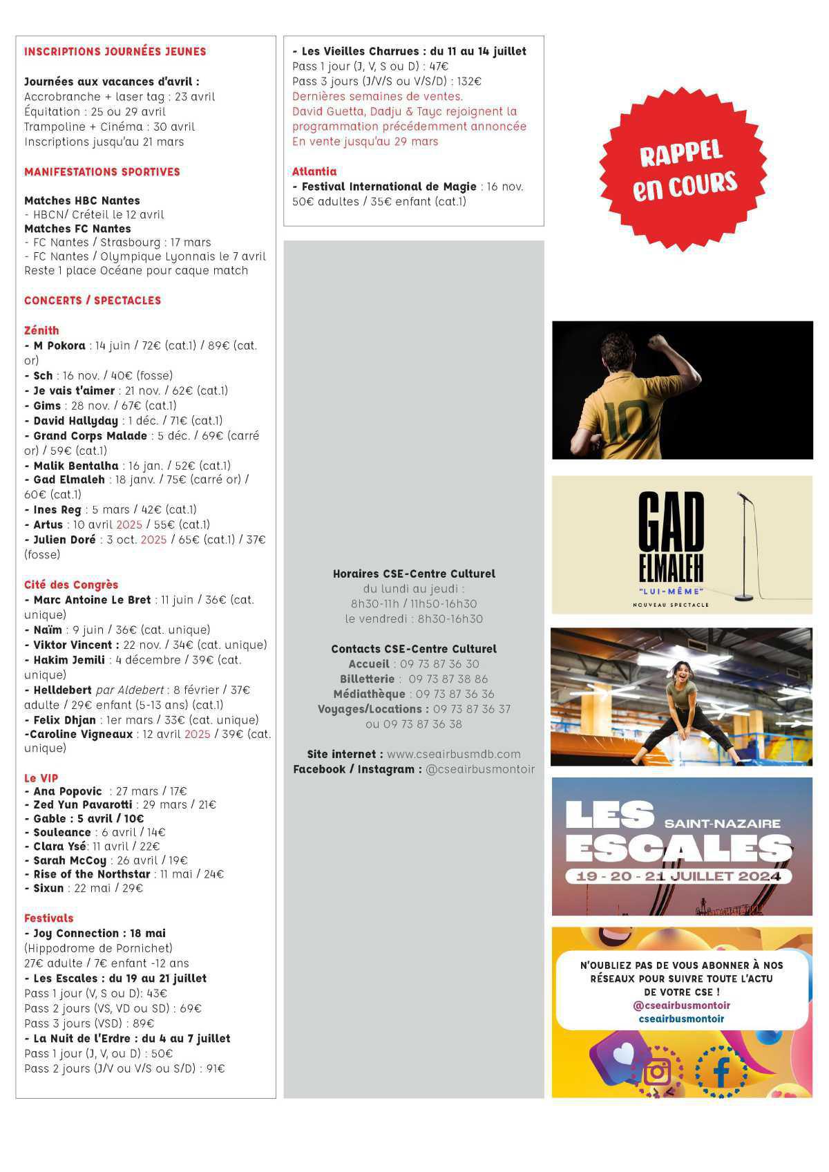 Informations du CSE et de la Coopérative semaine 12 Informations du CSE et de la Coopérative semaine 12