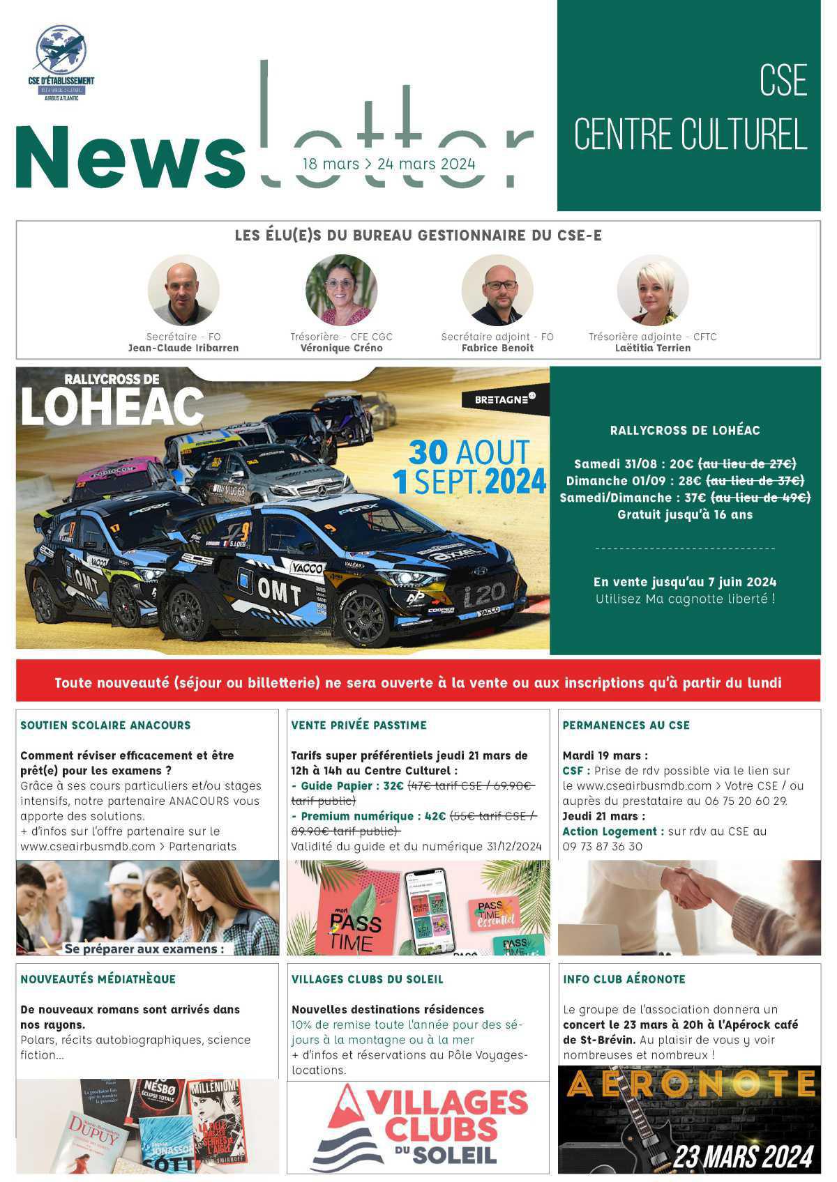 Informations du CSE et de la Coopérative semaine 12 Informations du CSE et de la Coopérative semaine 12