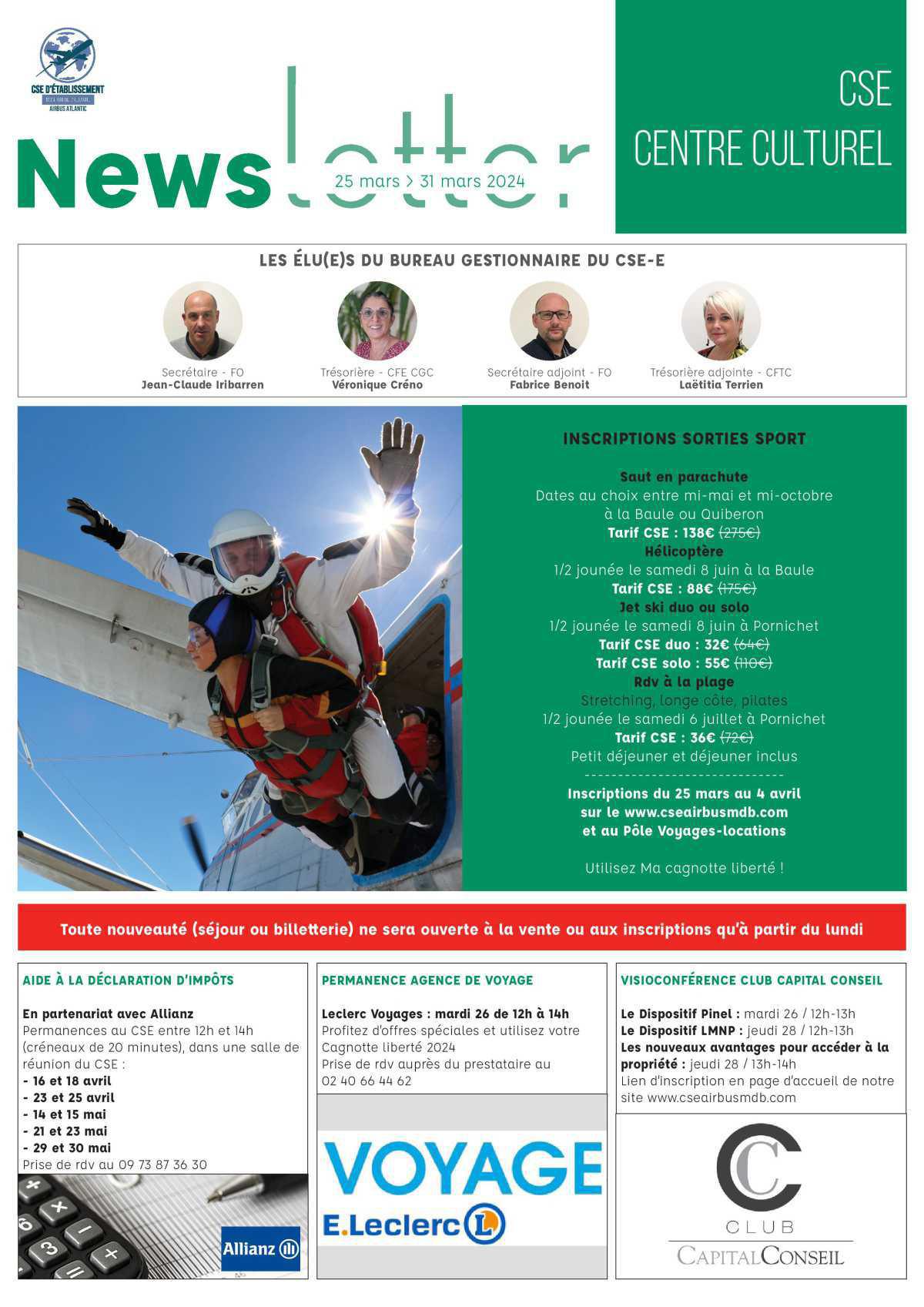 Informations du CSE et de la coopérative semaine 13 Informations du CSE et de la coopérative semaine 13