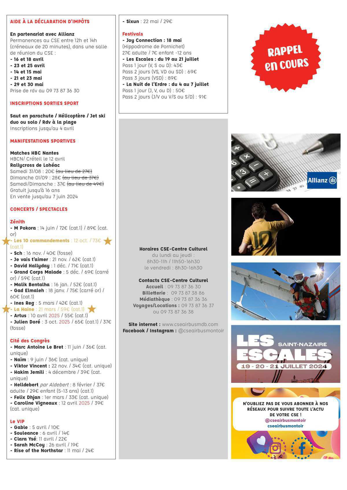 Informations du CSE et de la coopérative semaine 14 Informations du CSE et de la coopérative semaine 14