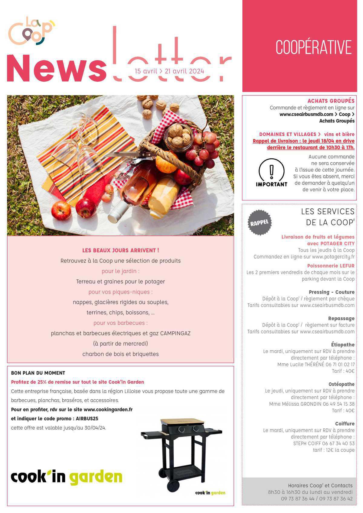 Informations du CSE et de la coopérative semaine 16 Informations du CSE et de la coopérative semaine 16